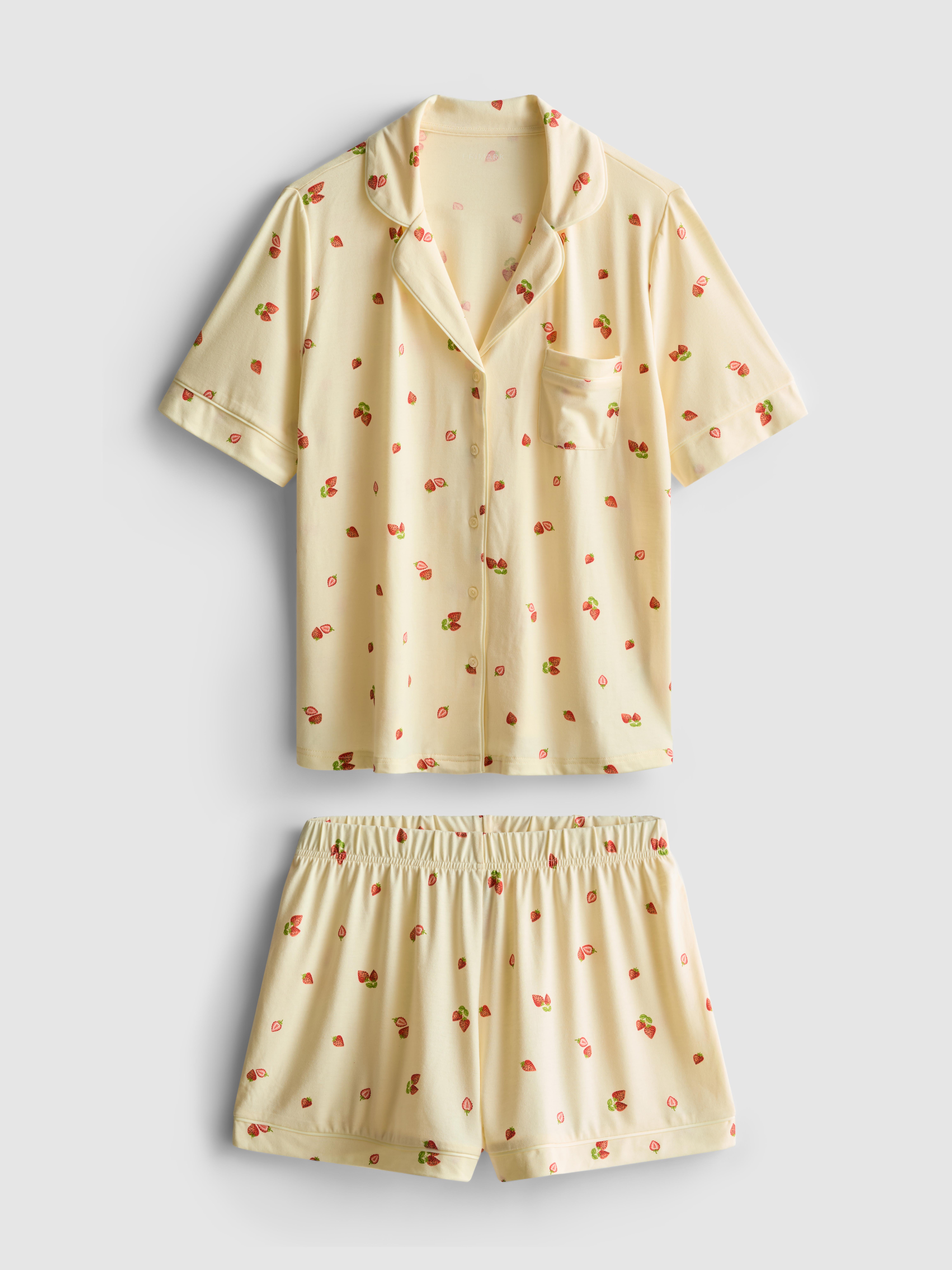 Women's Lemon Printed Shorty Boyfriend Pajamas