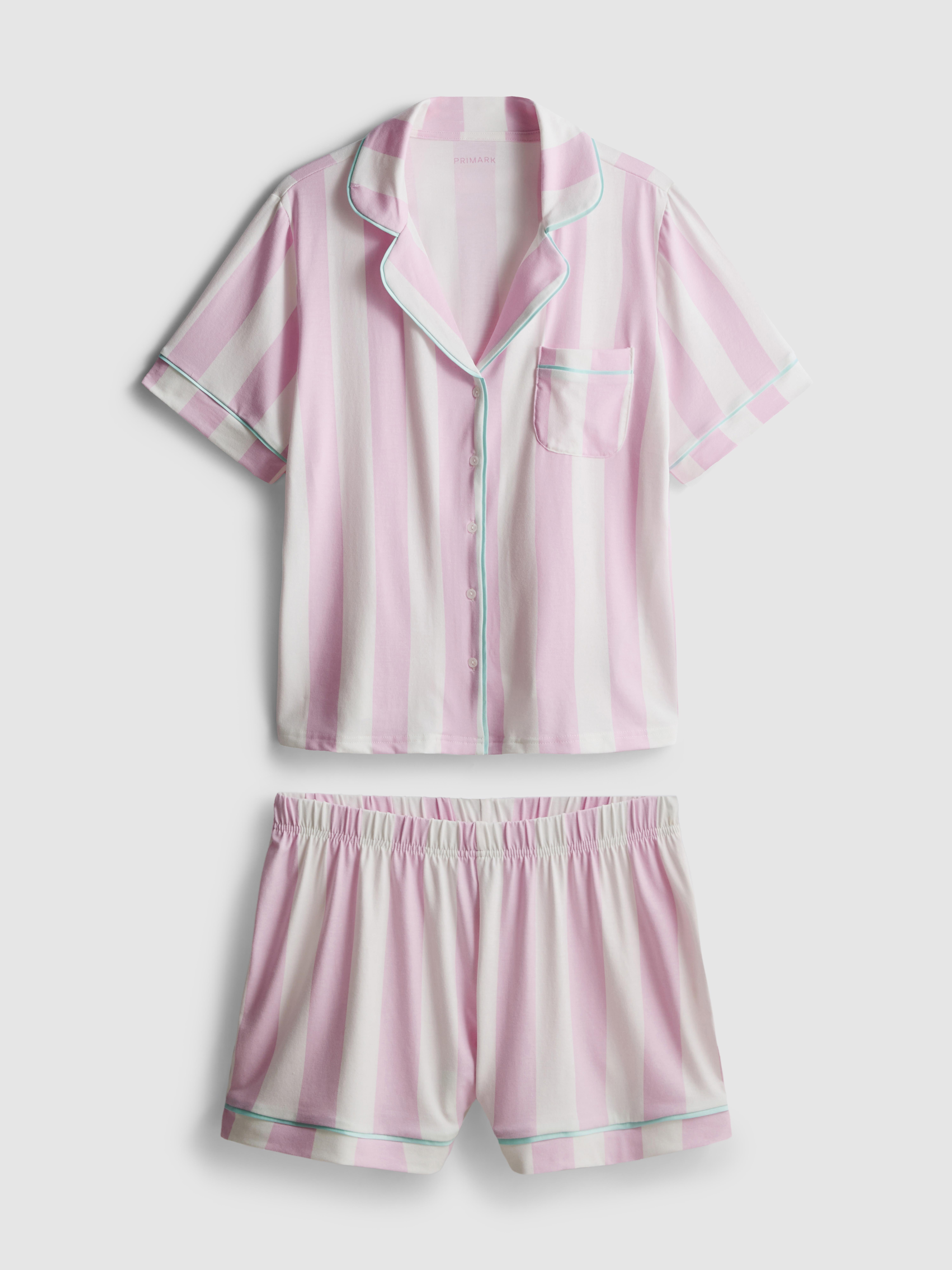 Krótka piżama typu boyfriend z nadrukiem Różowy