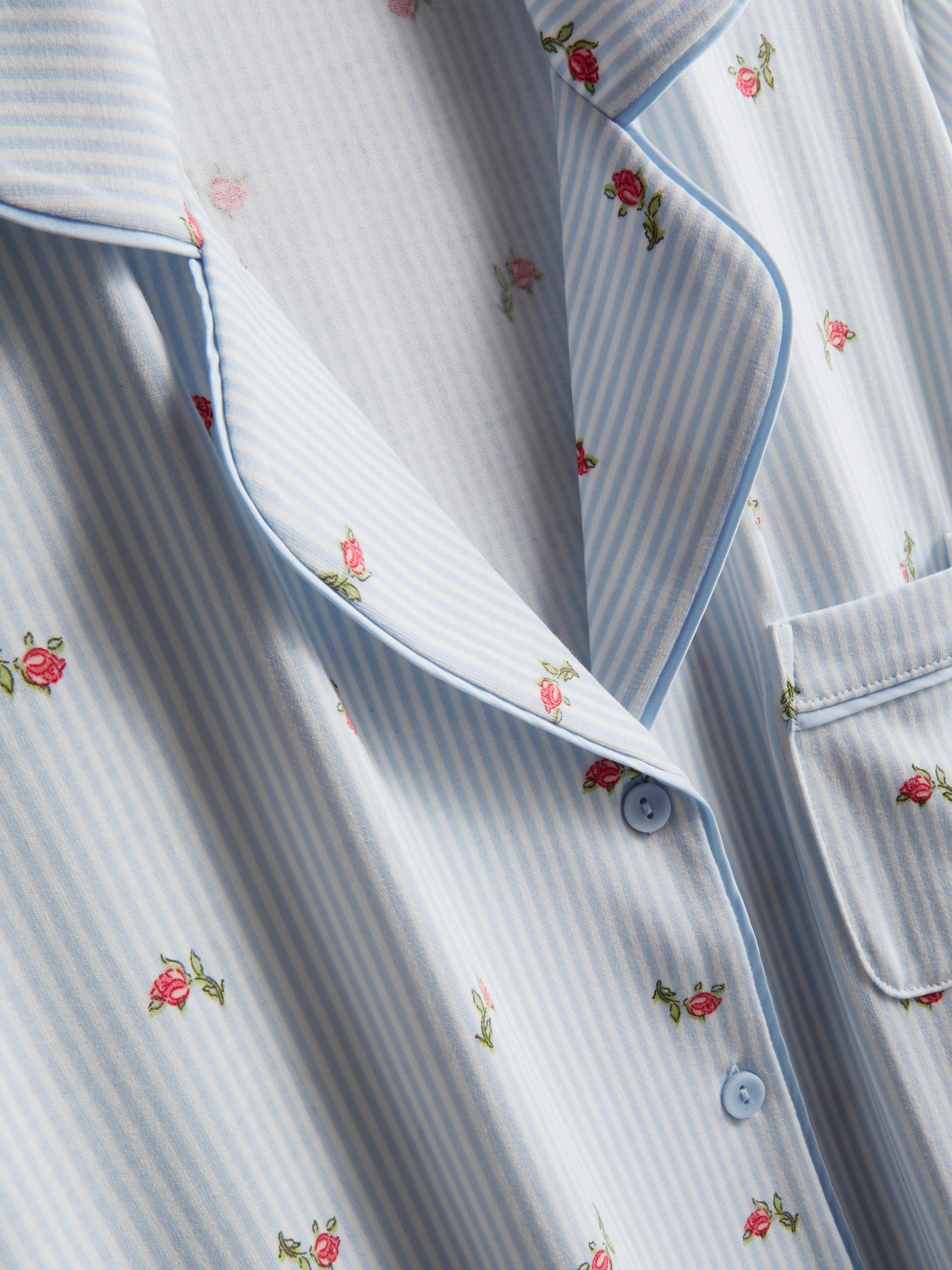 Women's Light Blue Printed Short Boyfriend Pajamas