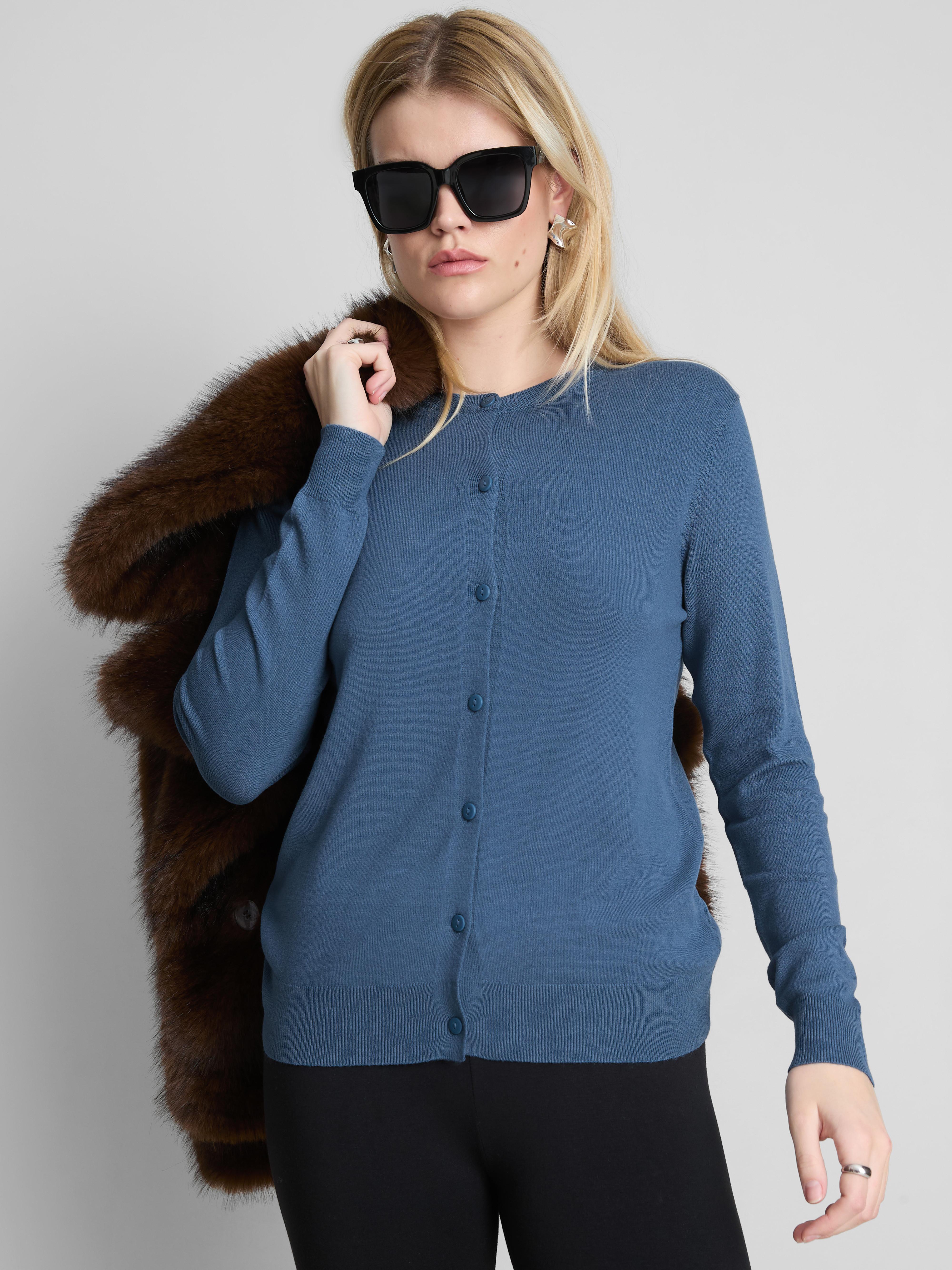 Cardigan de bază cu guler rotund