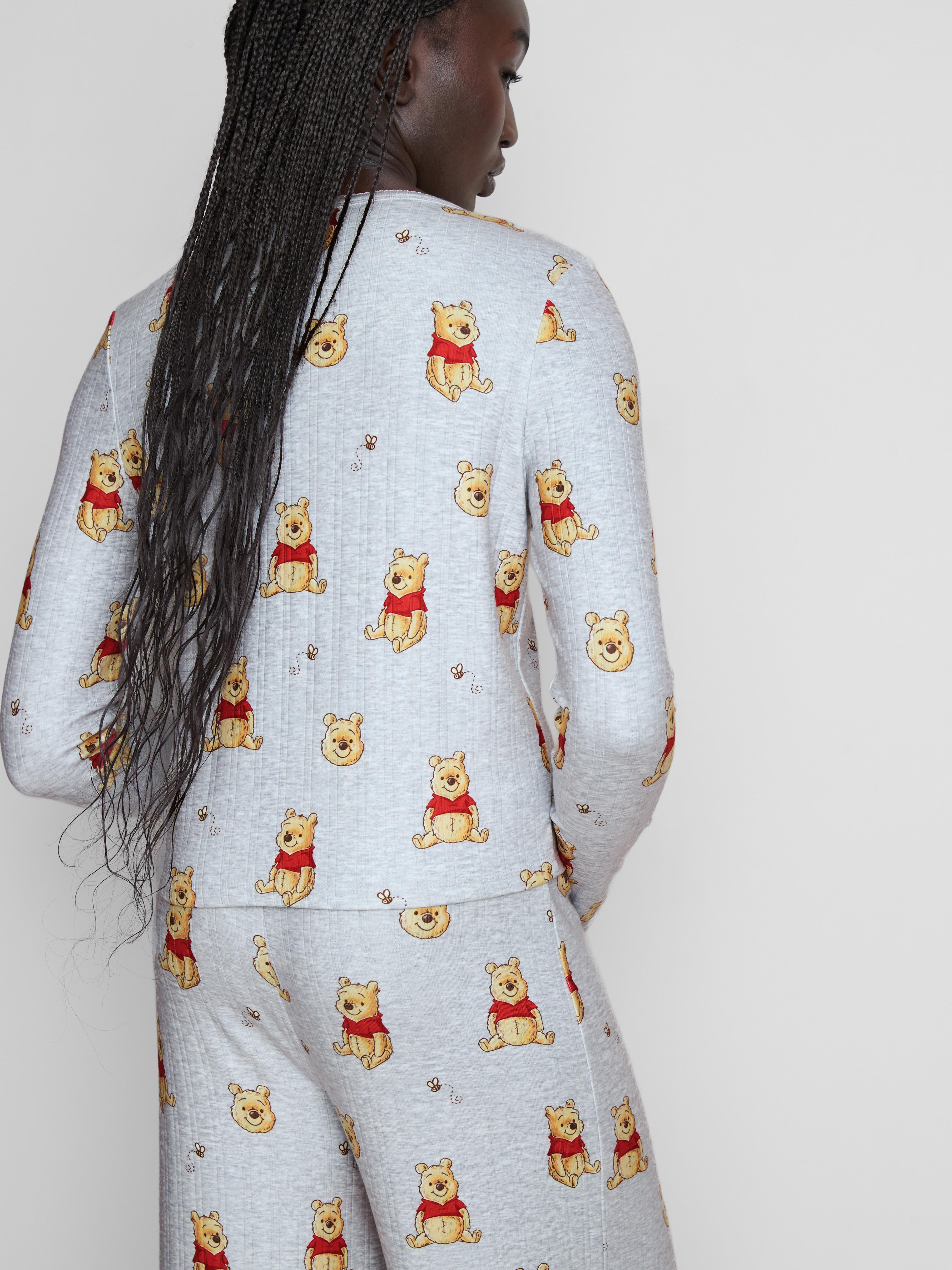 Women's Gray Heather Disney’s Winnie the Pooh Pointelle Button-Up Pajama Top