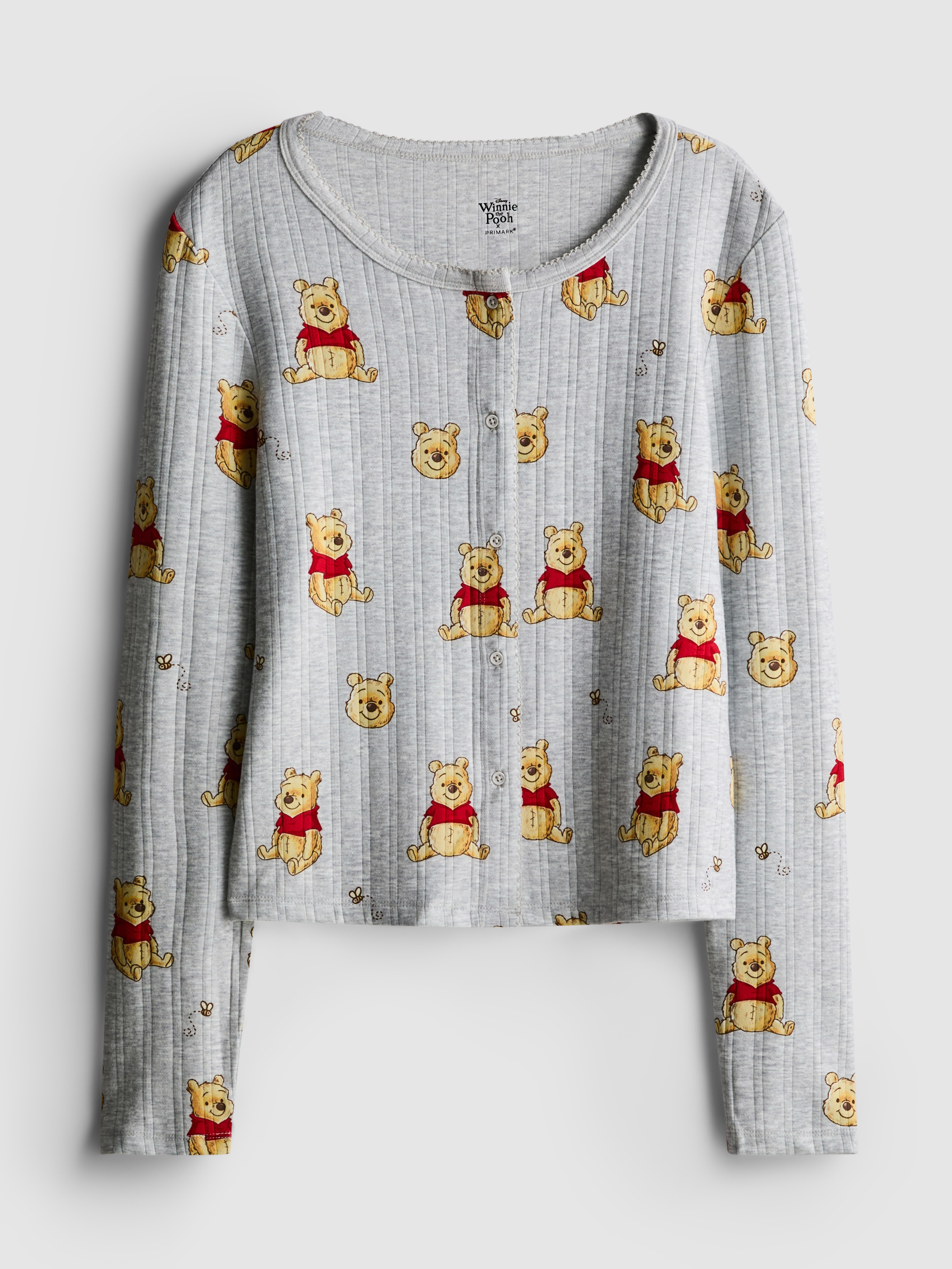 Women's Gray Heather Disney’s Winnie the Pooh Pointelle Button-Up Pajama Top