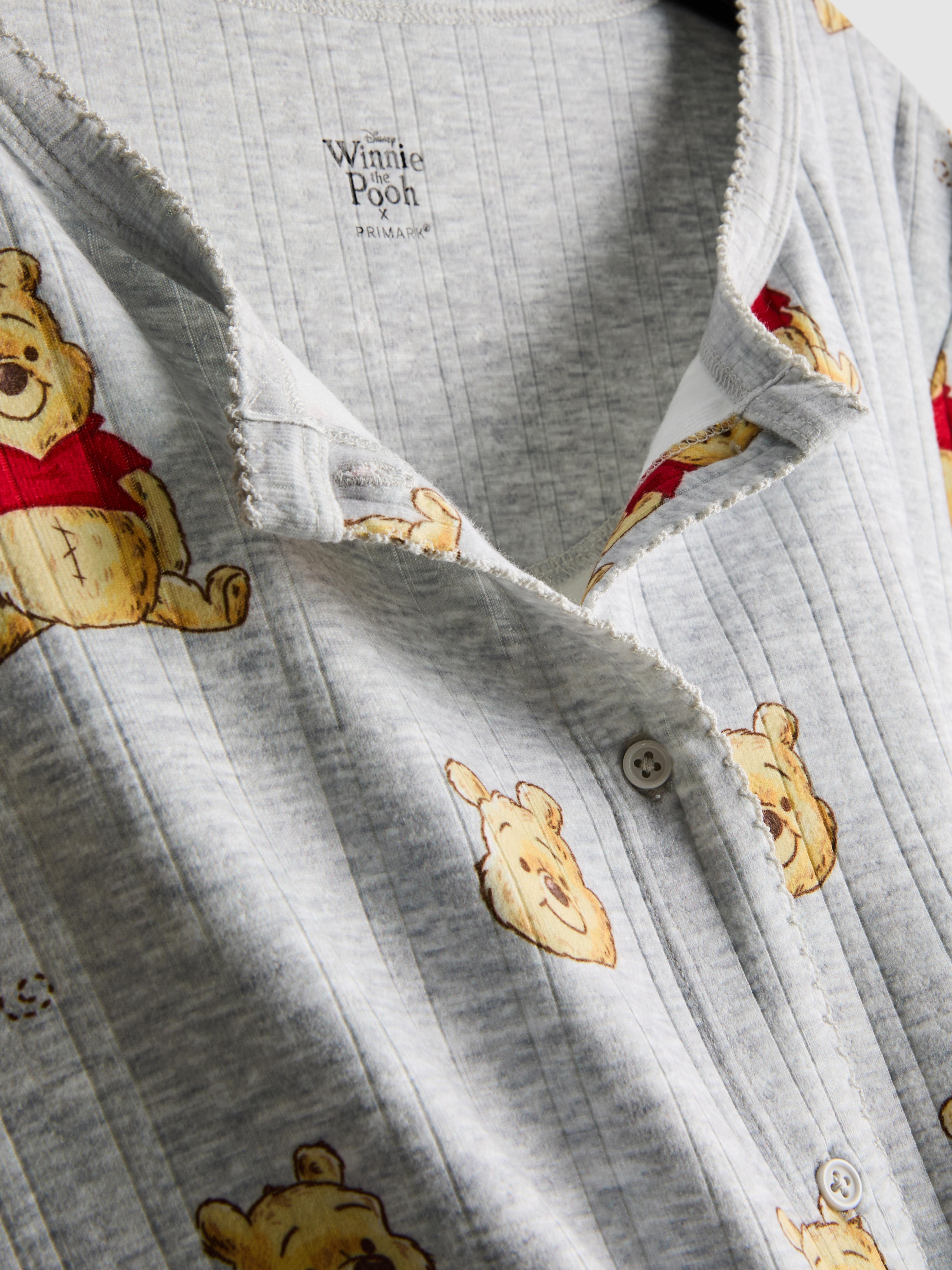 Women's Gray Heather Disney’s Winnie the Pooh Pointelle Button-Up Pajama Top
