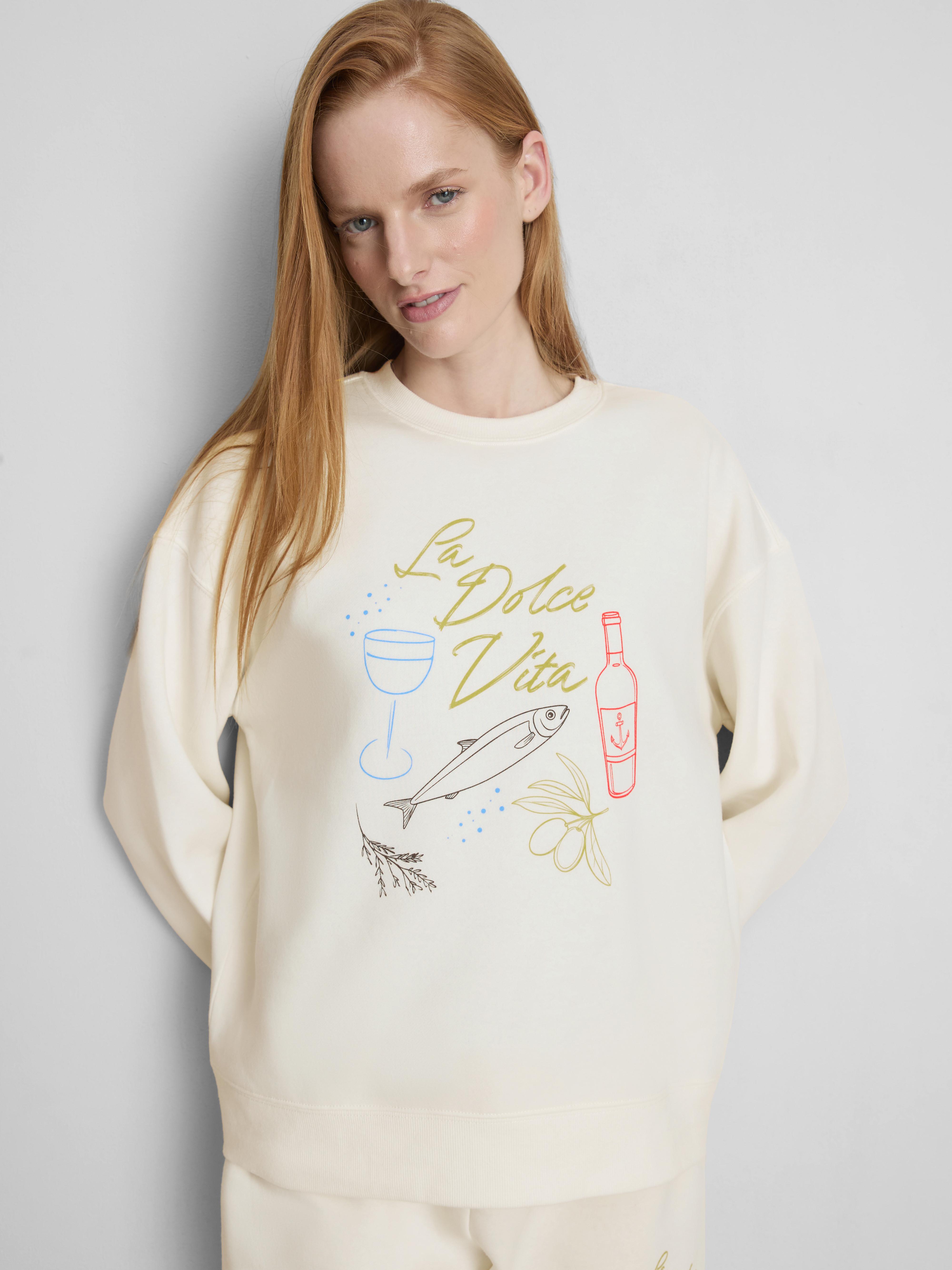 Luźna bluza z mieszanki bawełny z nadrukiem