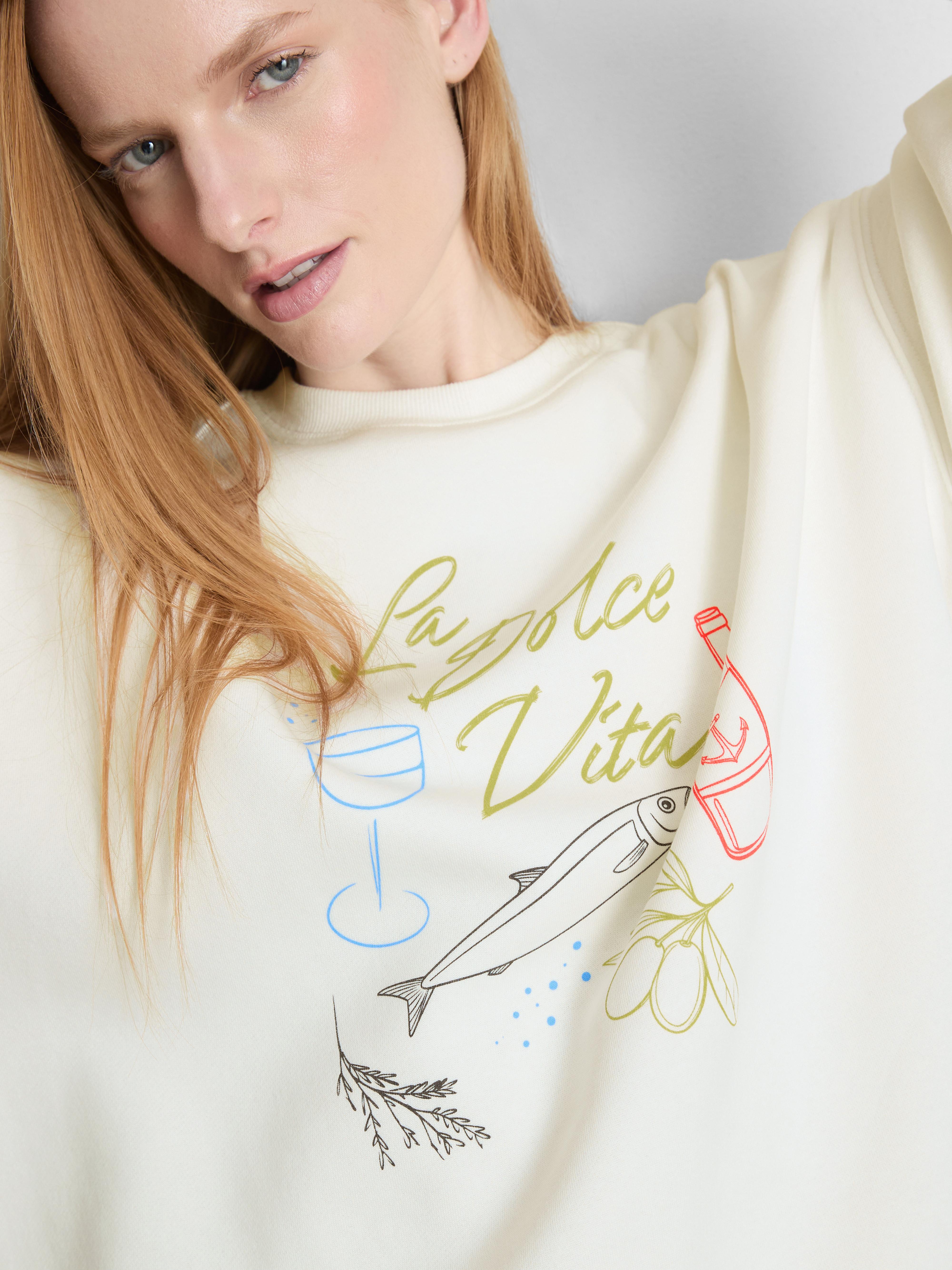 Luźna bluza z mieszanki bawełny z nadrukiem