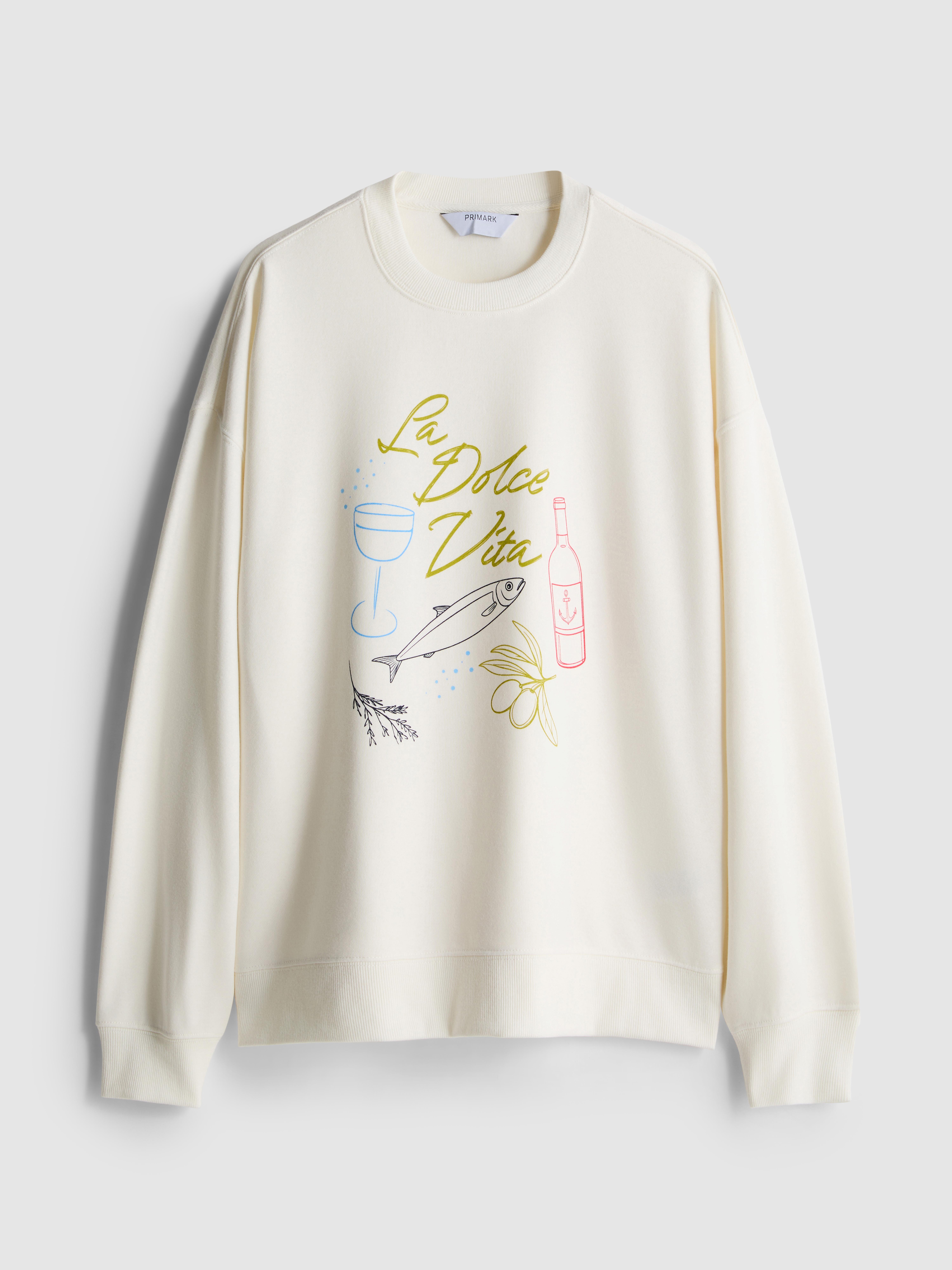 Luźna bluza z mieszanki bawełny z nadrukiem