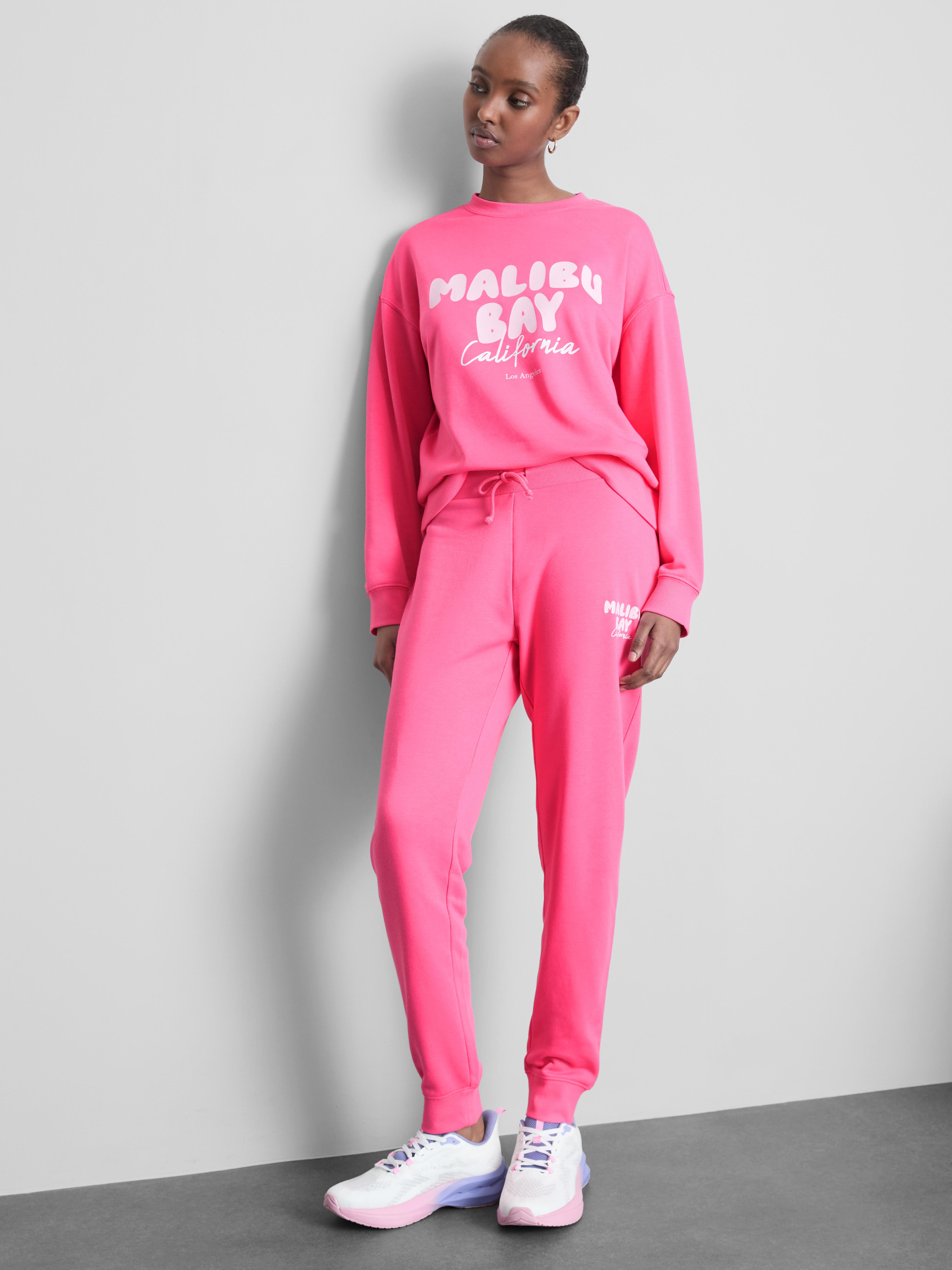 Lässiges Sweatshirt aus Baumwollmischung mit Print Pink