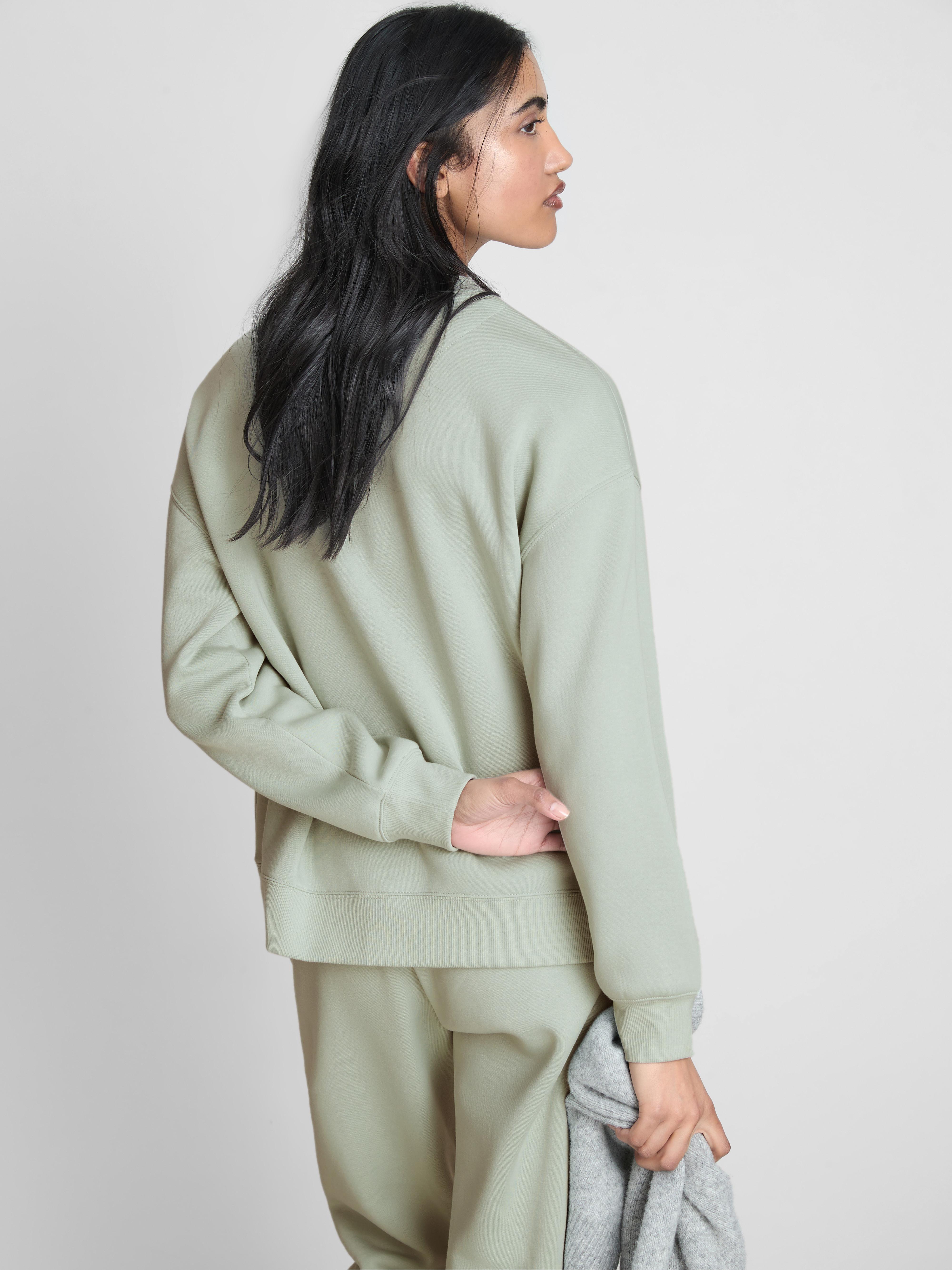 Women's Light Green Relaxed Cotton Blend Printed Sweatshirt