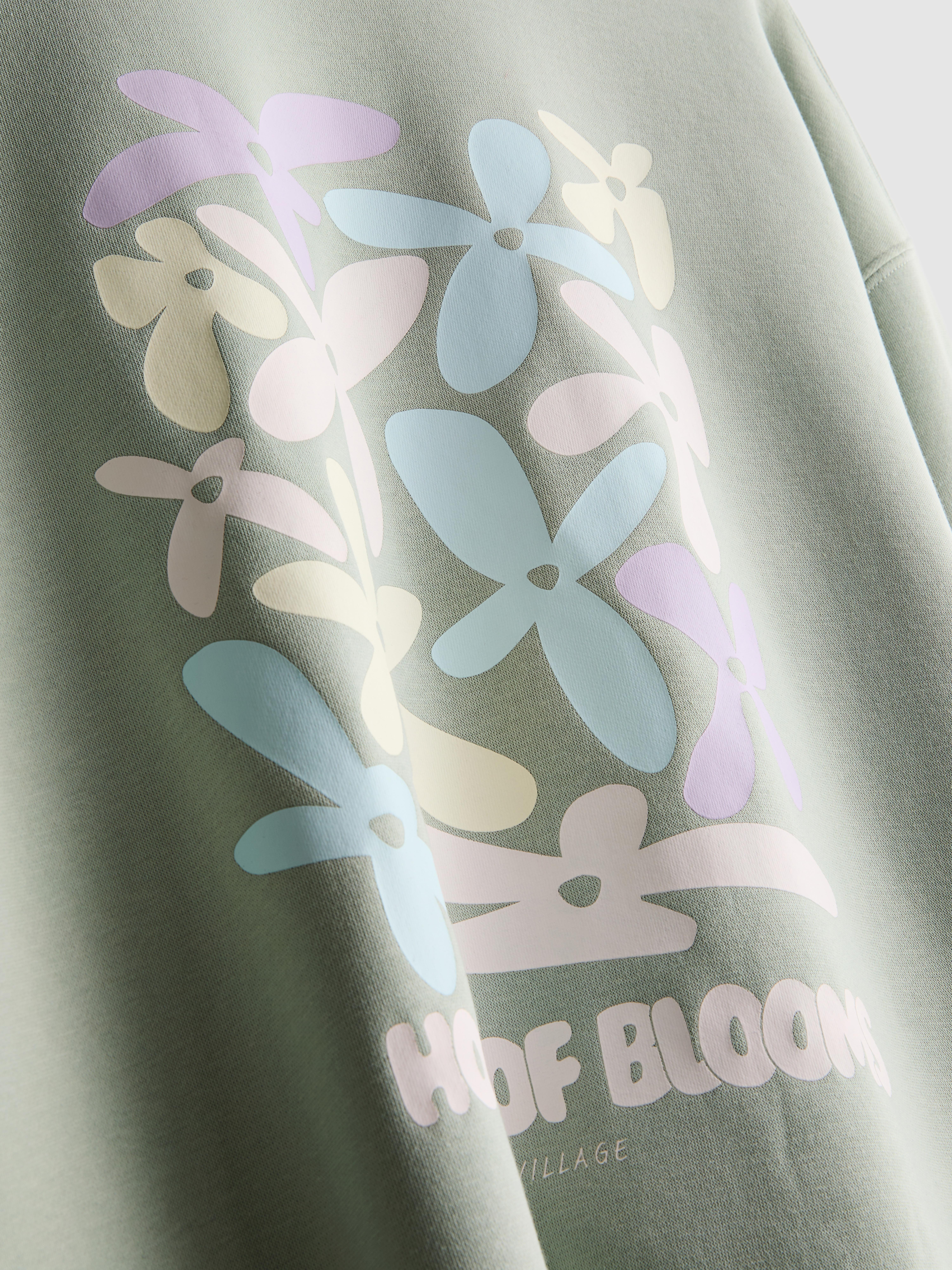 Women's Light Green Relaxed Cotton Blend Printed Sweatshirt