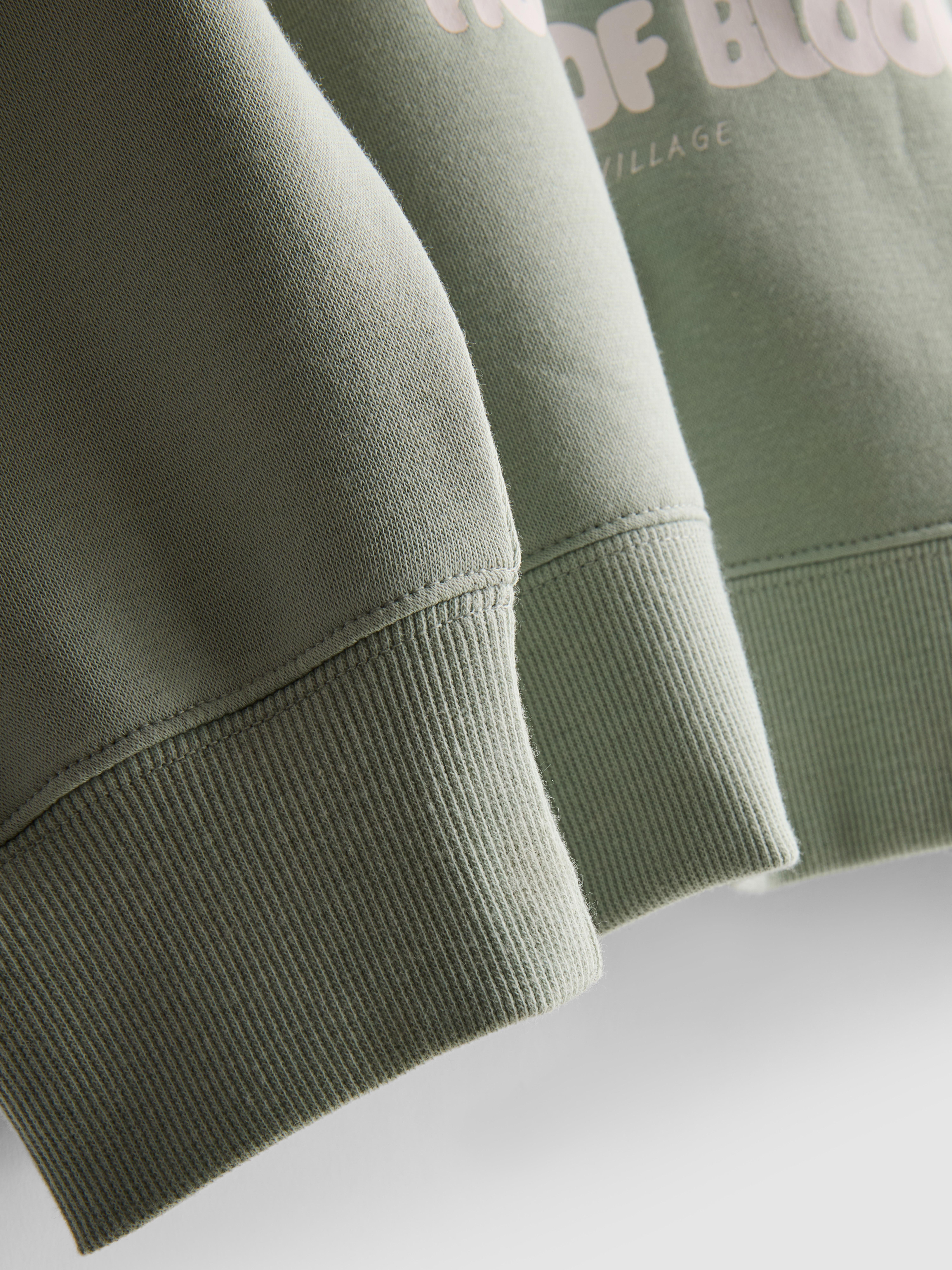 Women's Light Green Relaxed Cotton Blend Printed Sweatshirt