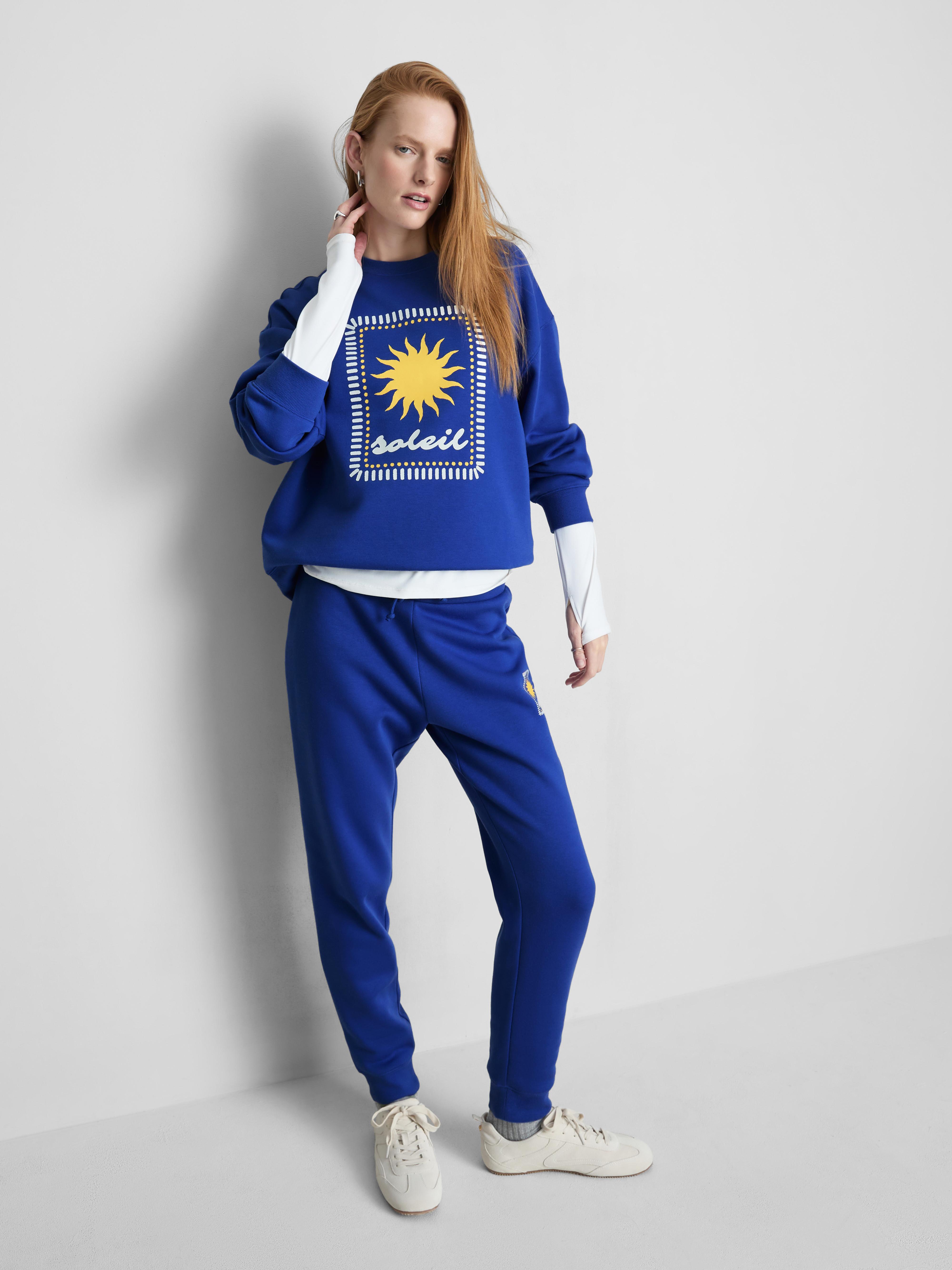 Lässiges Sweatshirt aus Baumwollmischung mit Print Blau