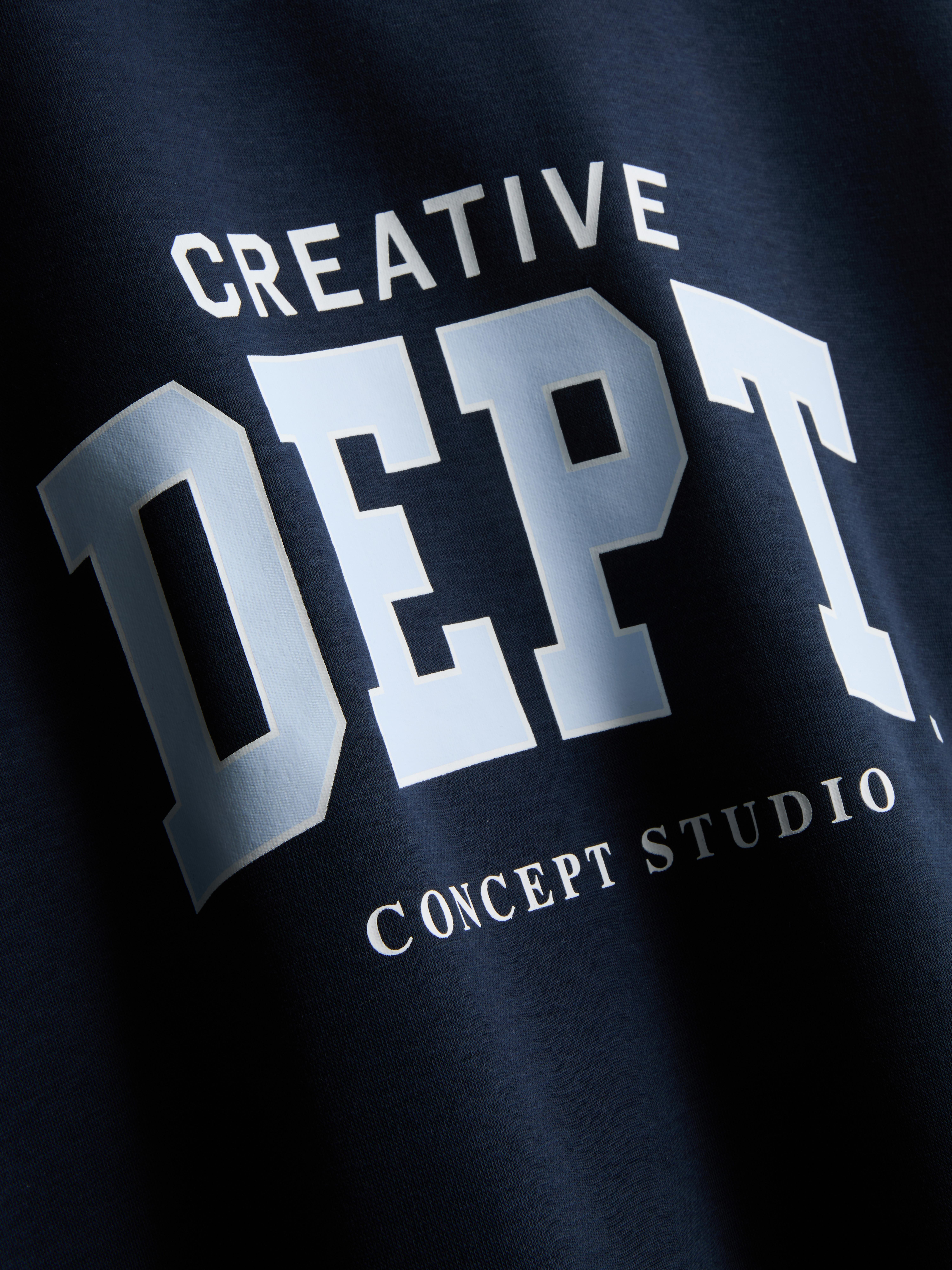 Women's Navy Relaxed Cotton Blend Printed Sweatshirt