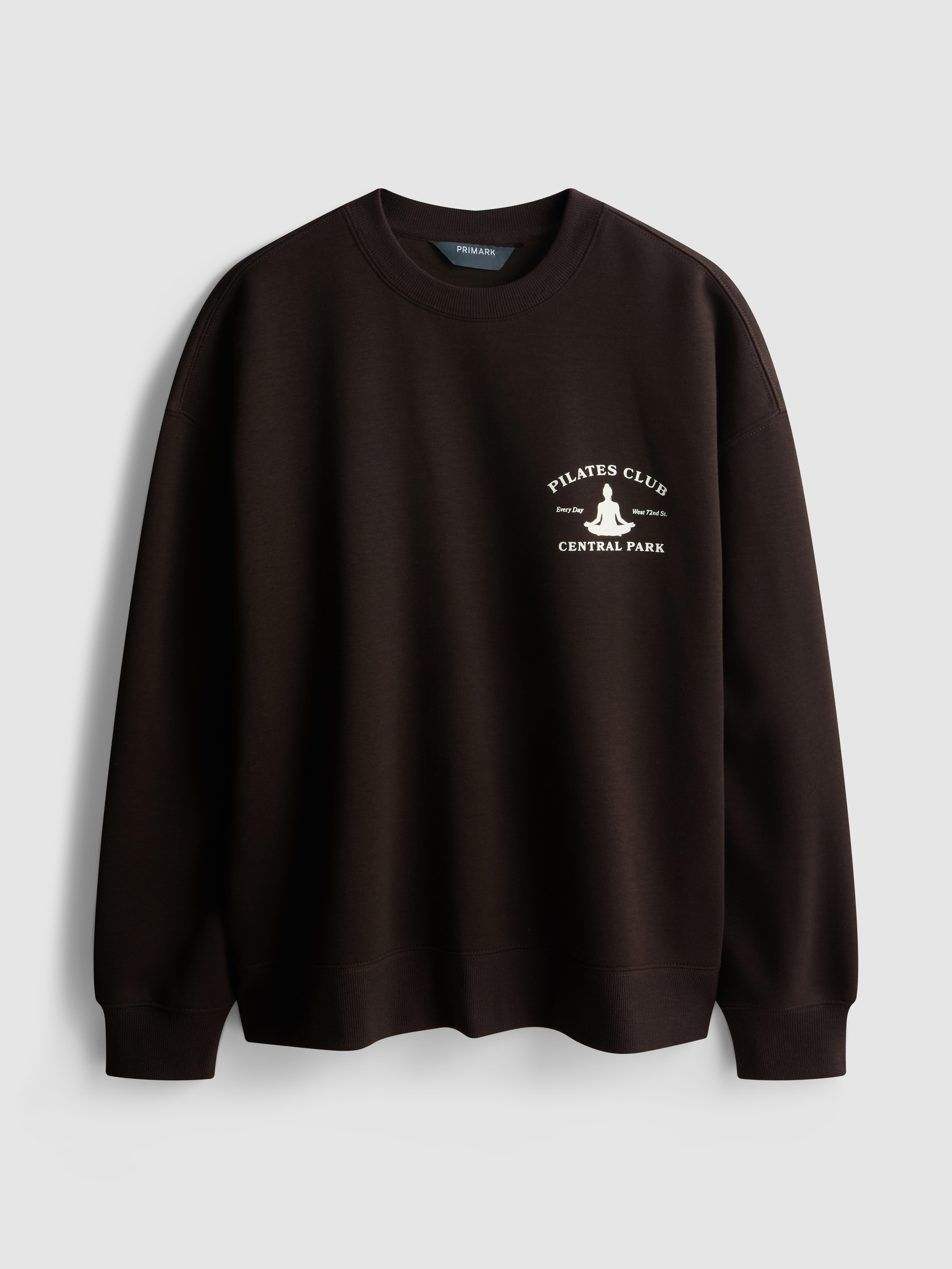 Women's Chocolate Relaxed Cotton Blend Printed Sweatshirt