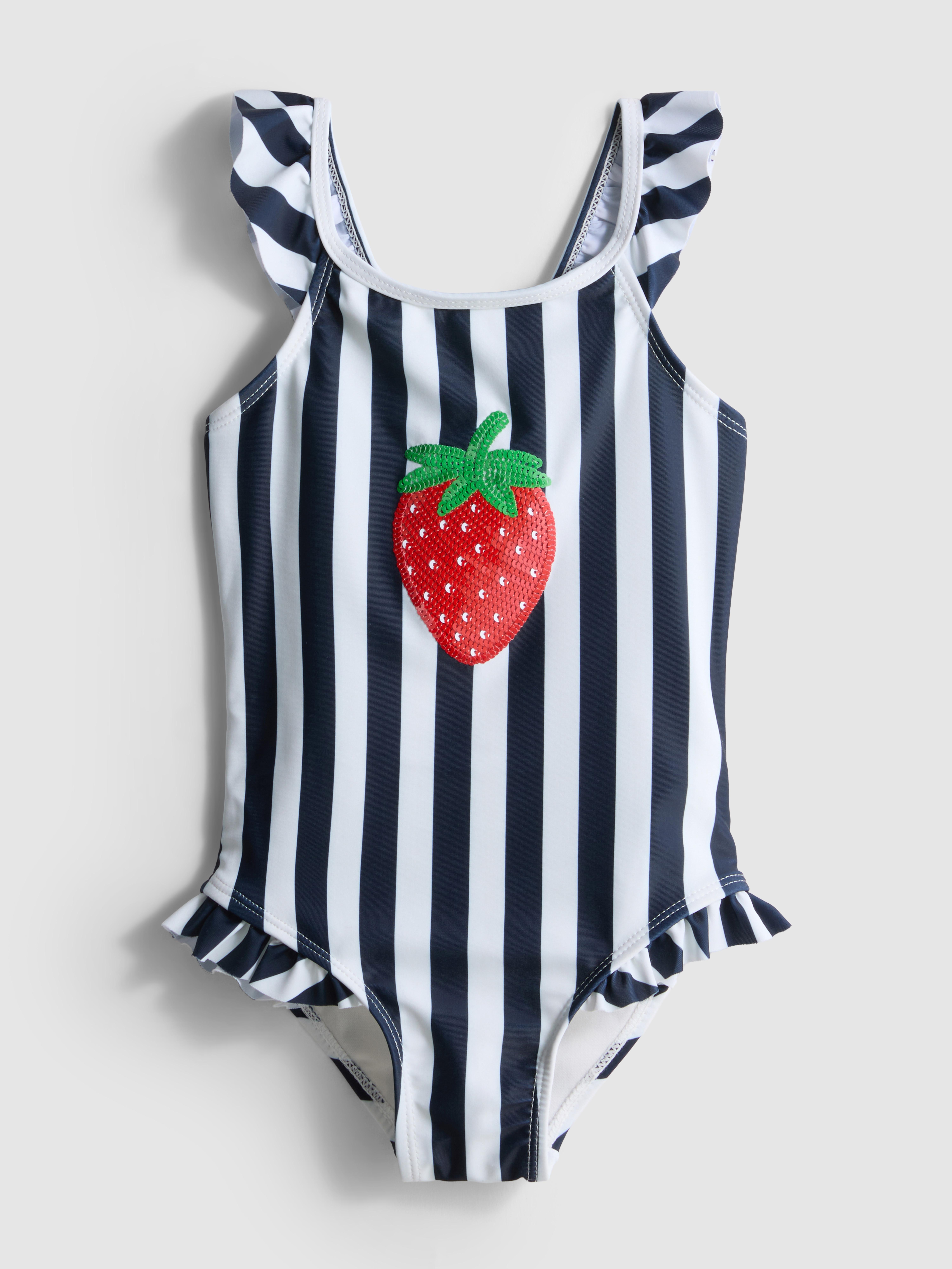 18 mois–8 ans | Maillot de bain à motif fraise à sequins