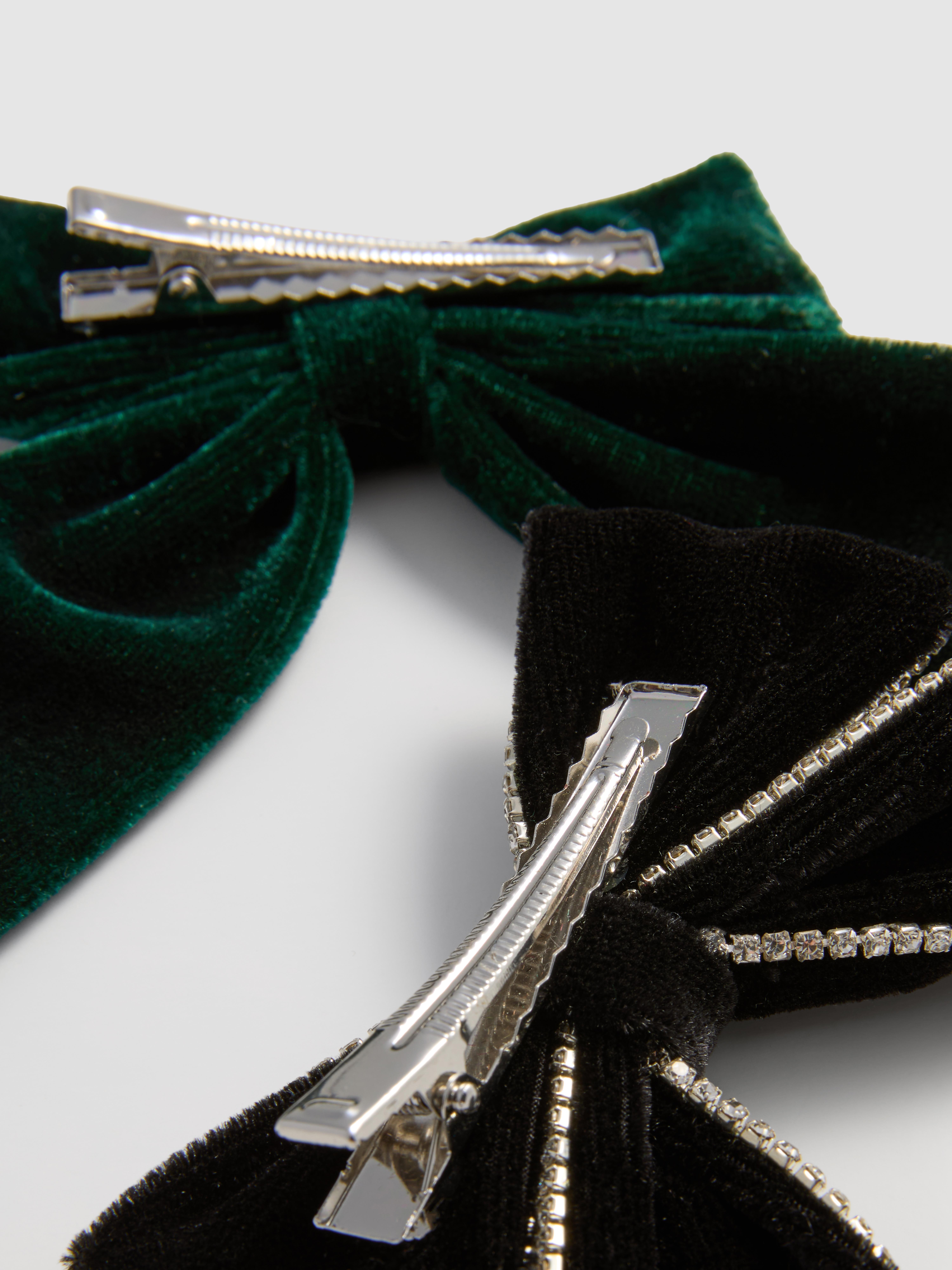 2pk Velvet Bow Hair Clips