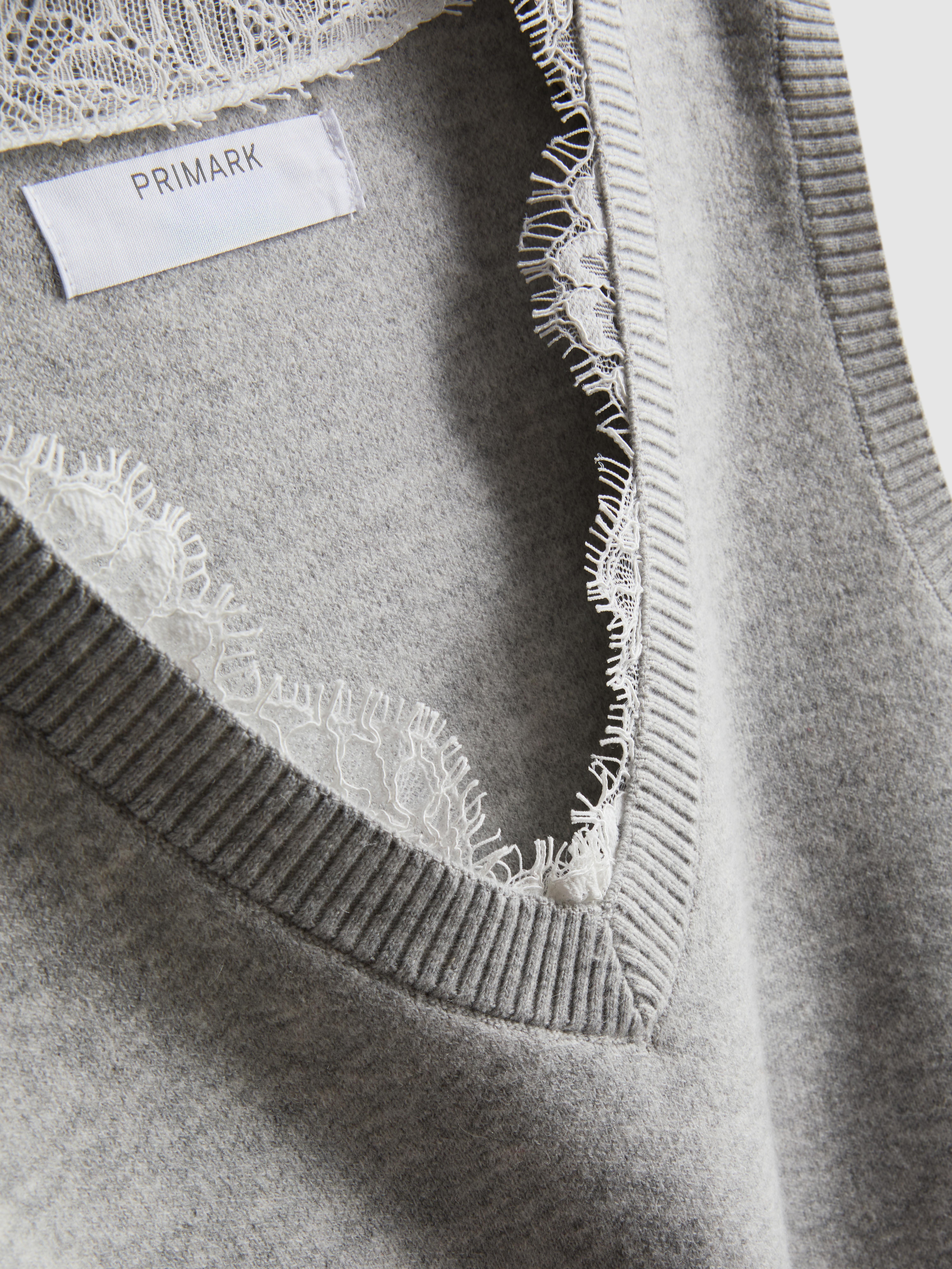 Women's Gray Lace-Trim Knitted Vest