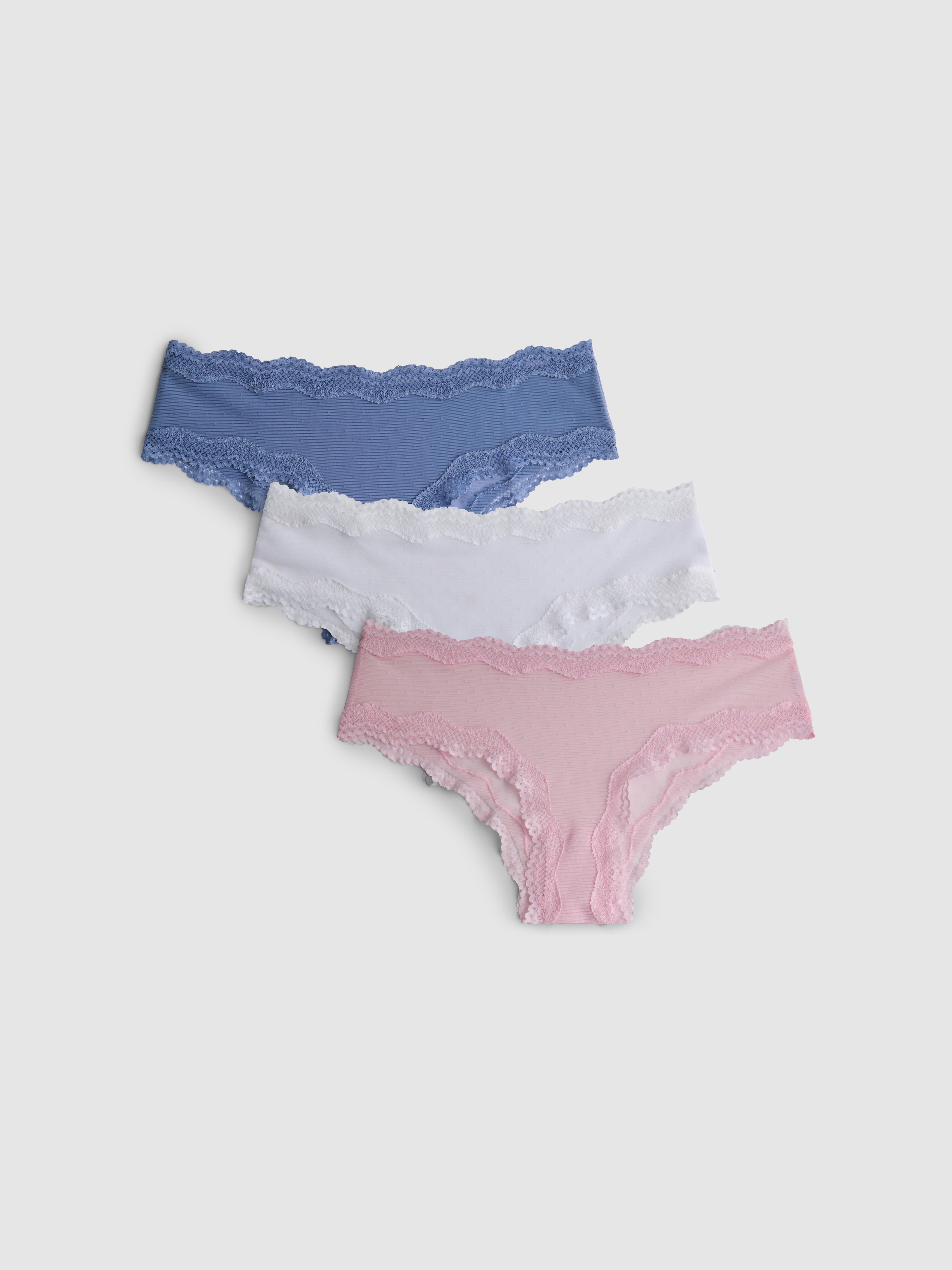 Gepunktete Hipster-Slips mit Spitze, 3er-Pack