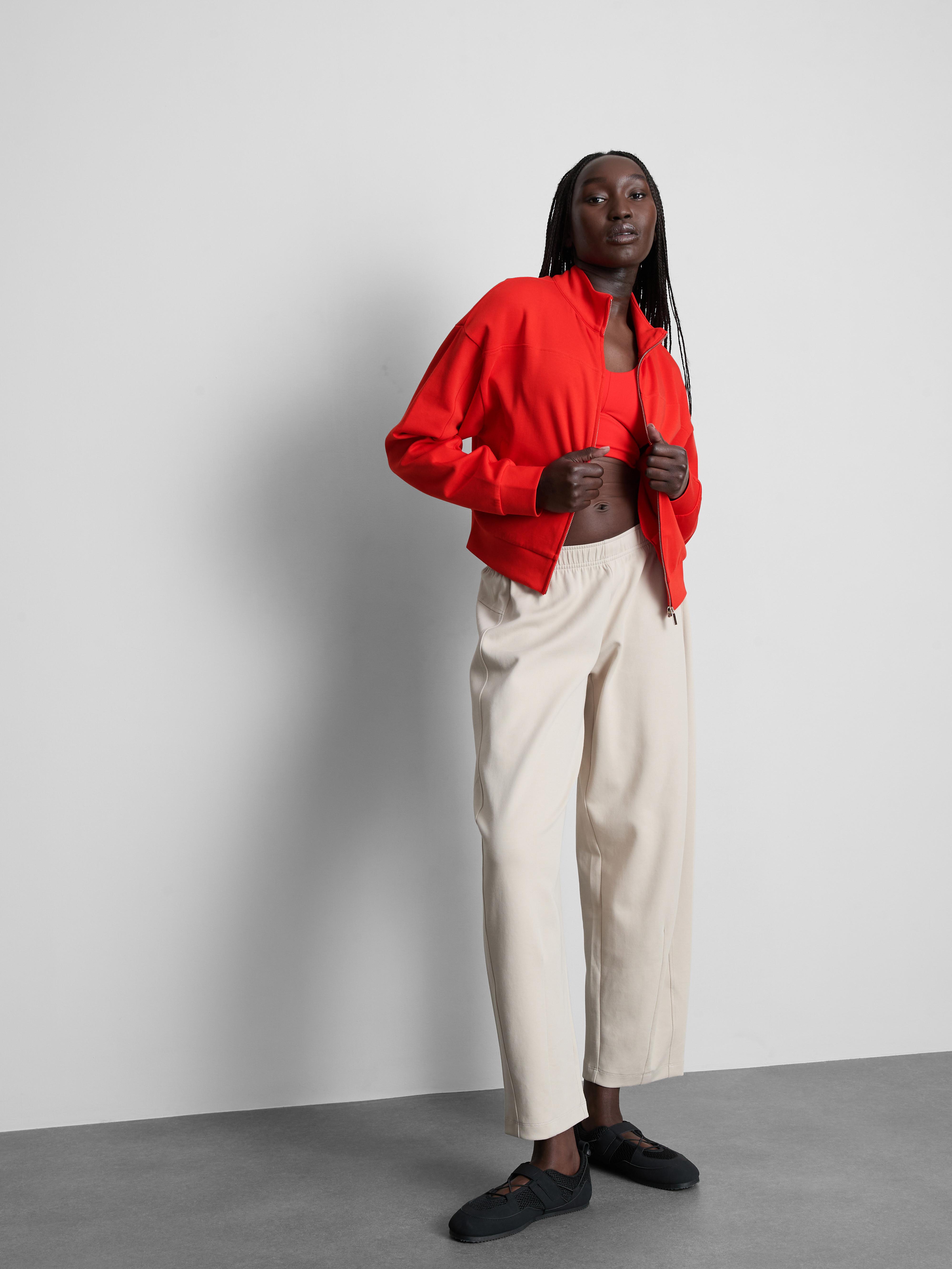 Women's Red Rita Ora High-Neck Zip-Through Jacket