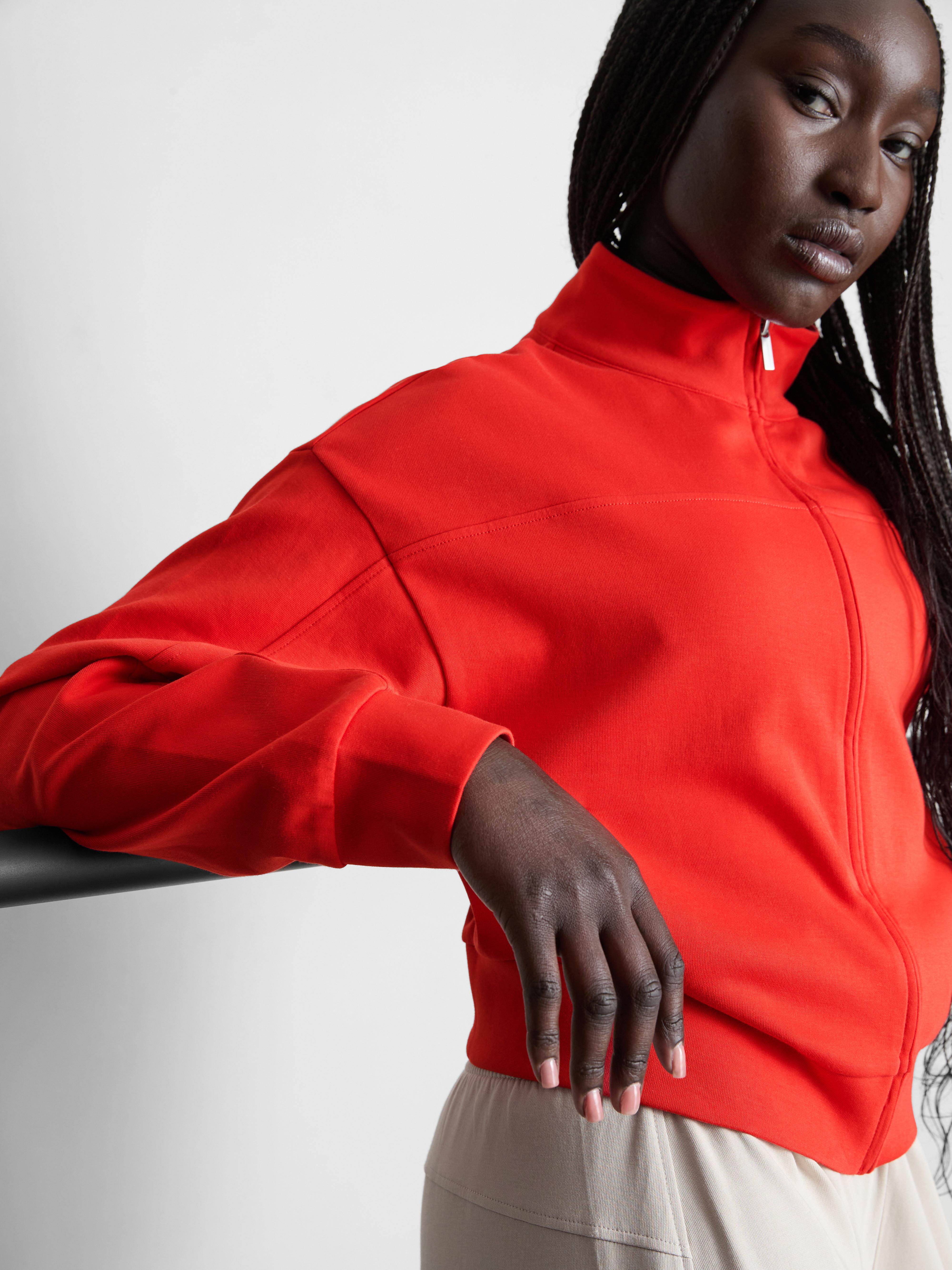 Women's Red Rita Ora High-Neck Zip-Through Jacket