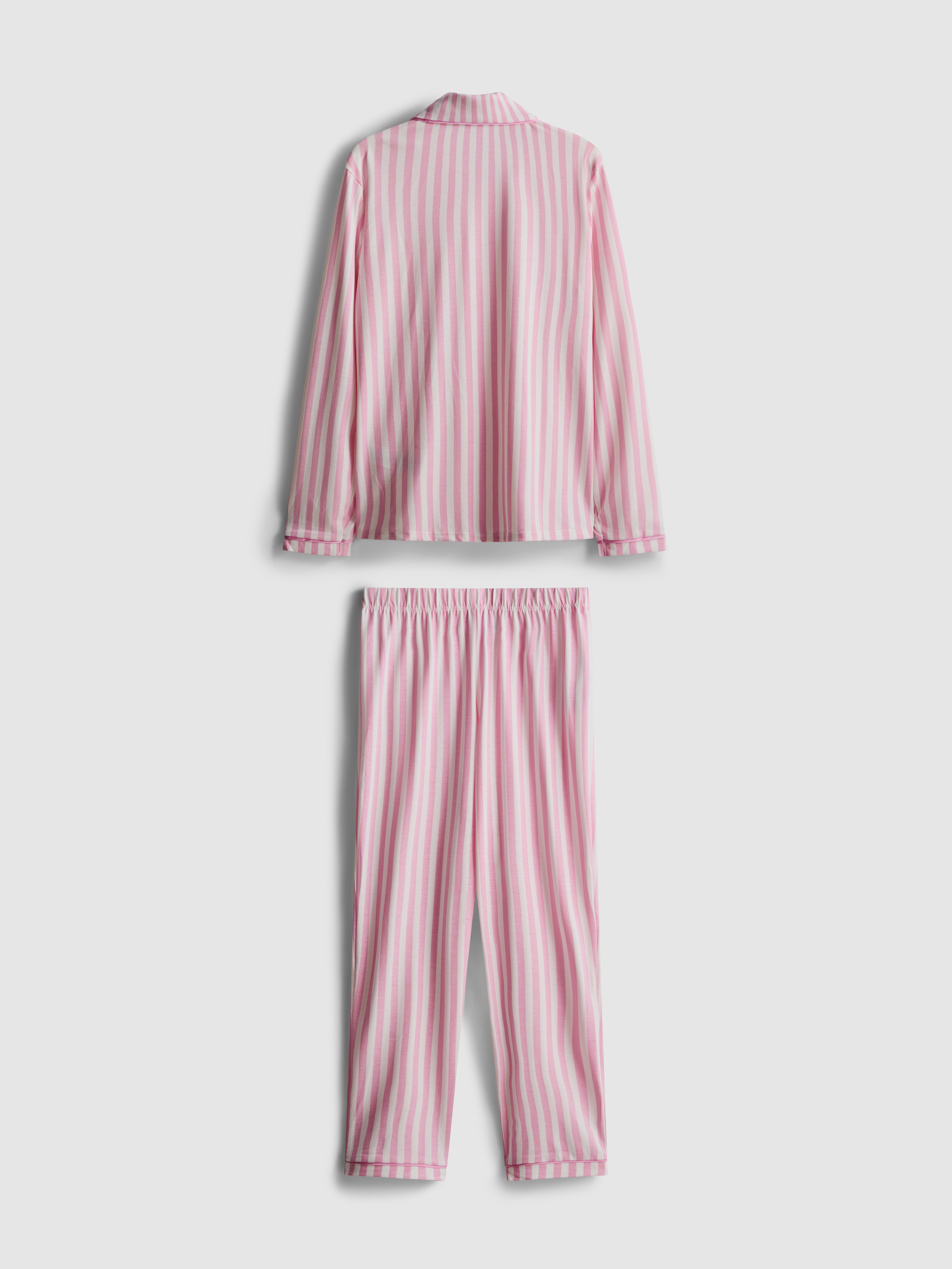 7–15 Jahre | Rosa gestreifter Schlafanzug mit Hemd