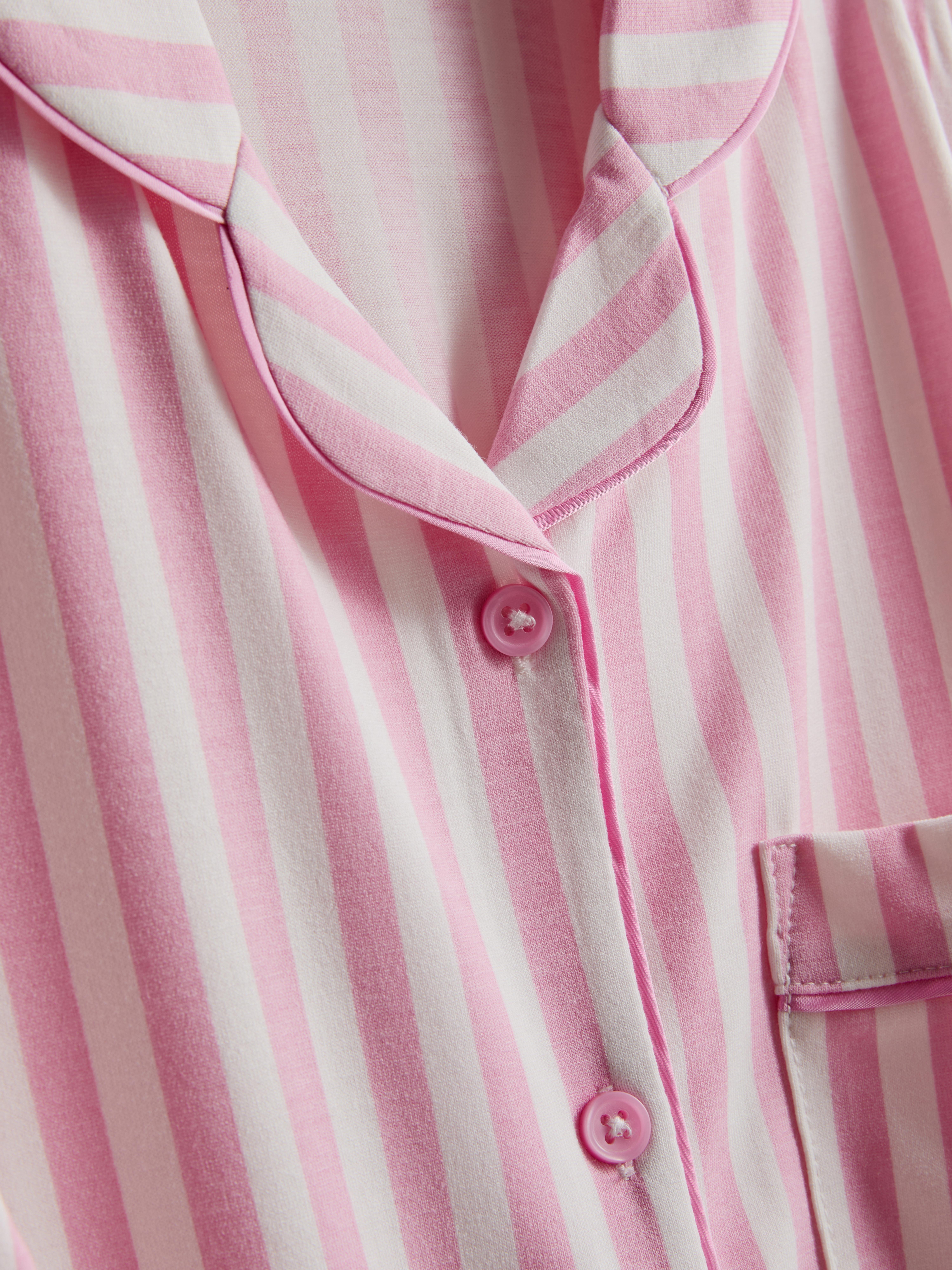 7–15 Jahre | Rosa gestreifter Schlafanzug mit Hemd