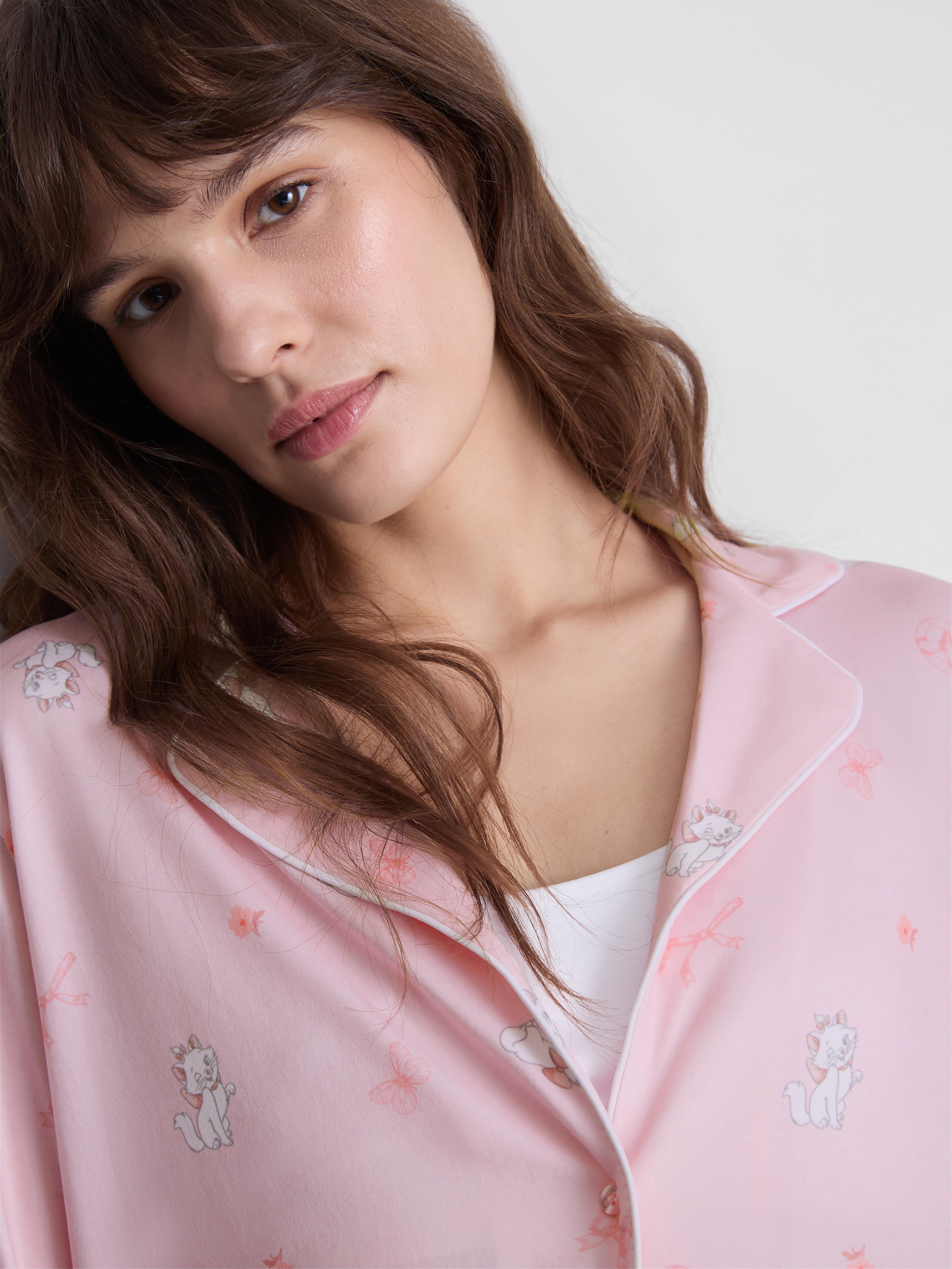 Women's Light Pink Disney’s Marie Printed Boyfriend Pajamas