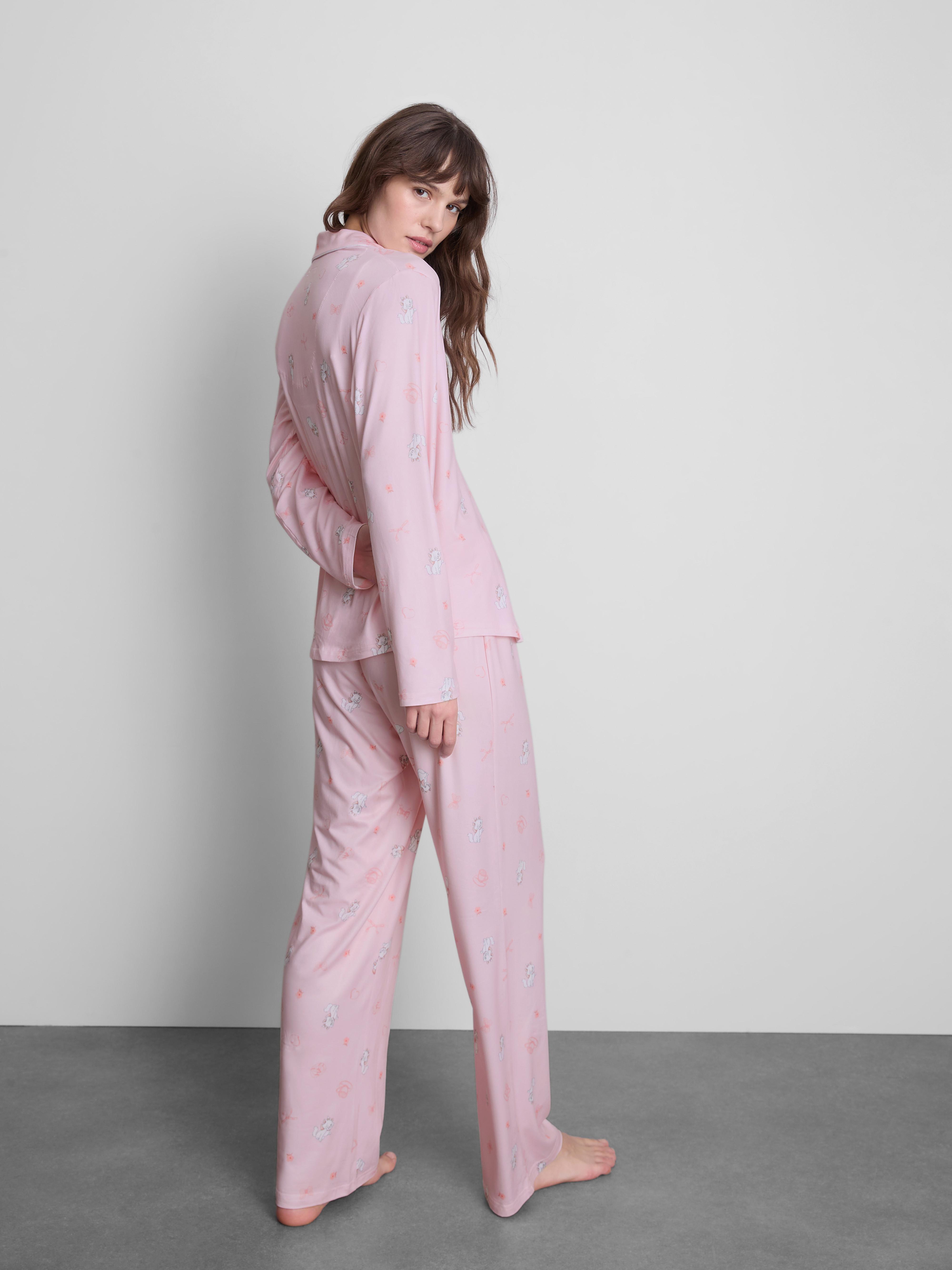 Women's Light Pink Disney’s Marie Printed Boyfriend Pajamas