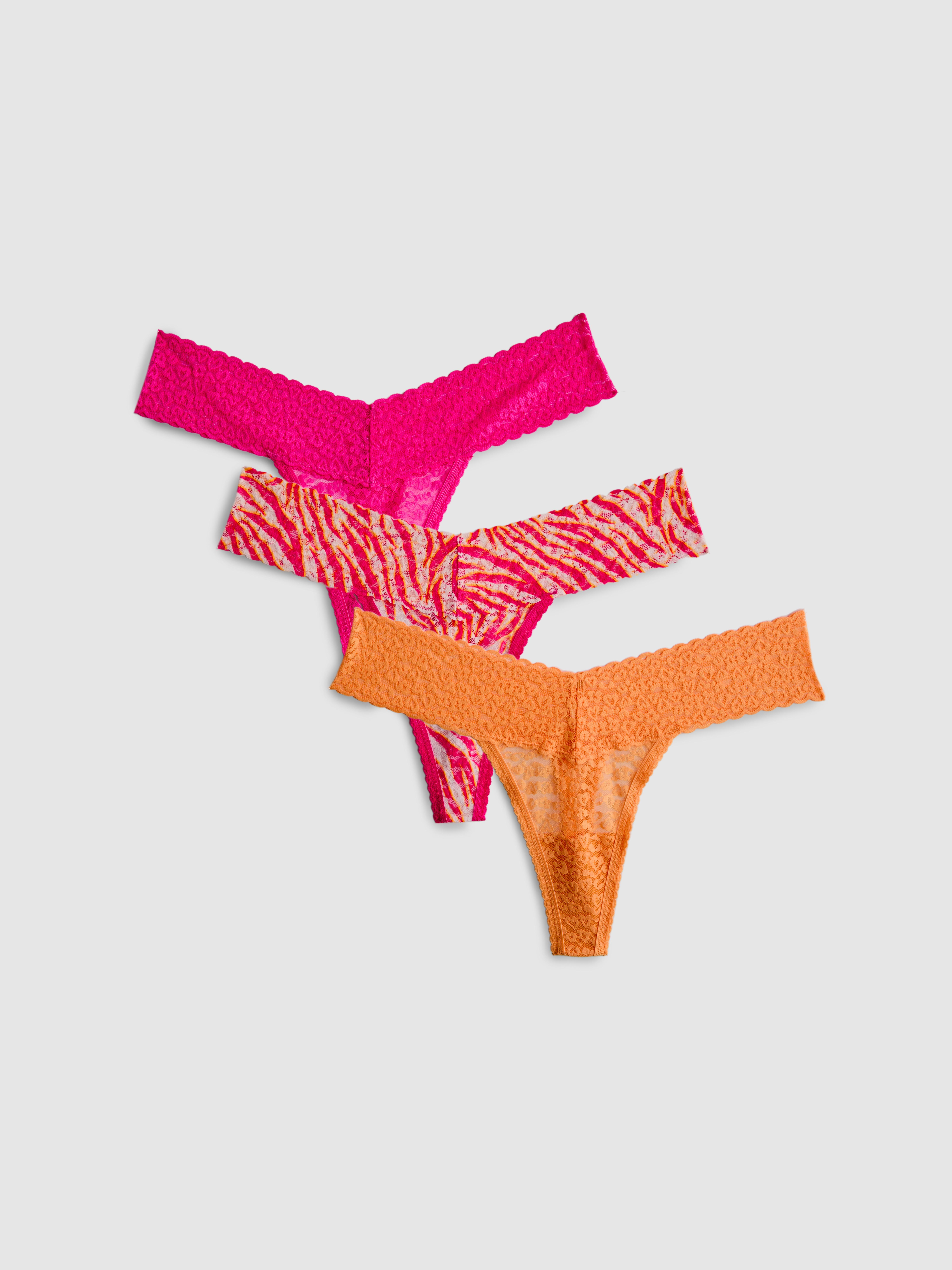 Lot de 3 strings bandeau en dentelle Orange clair