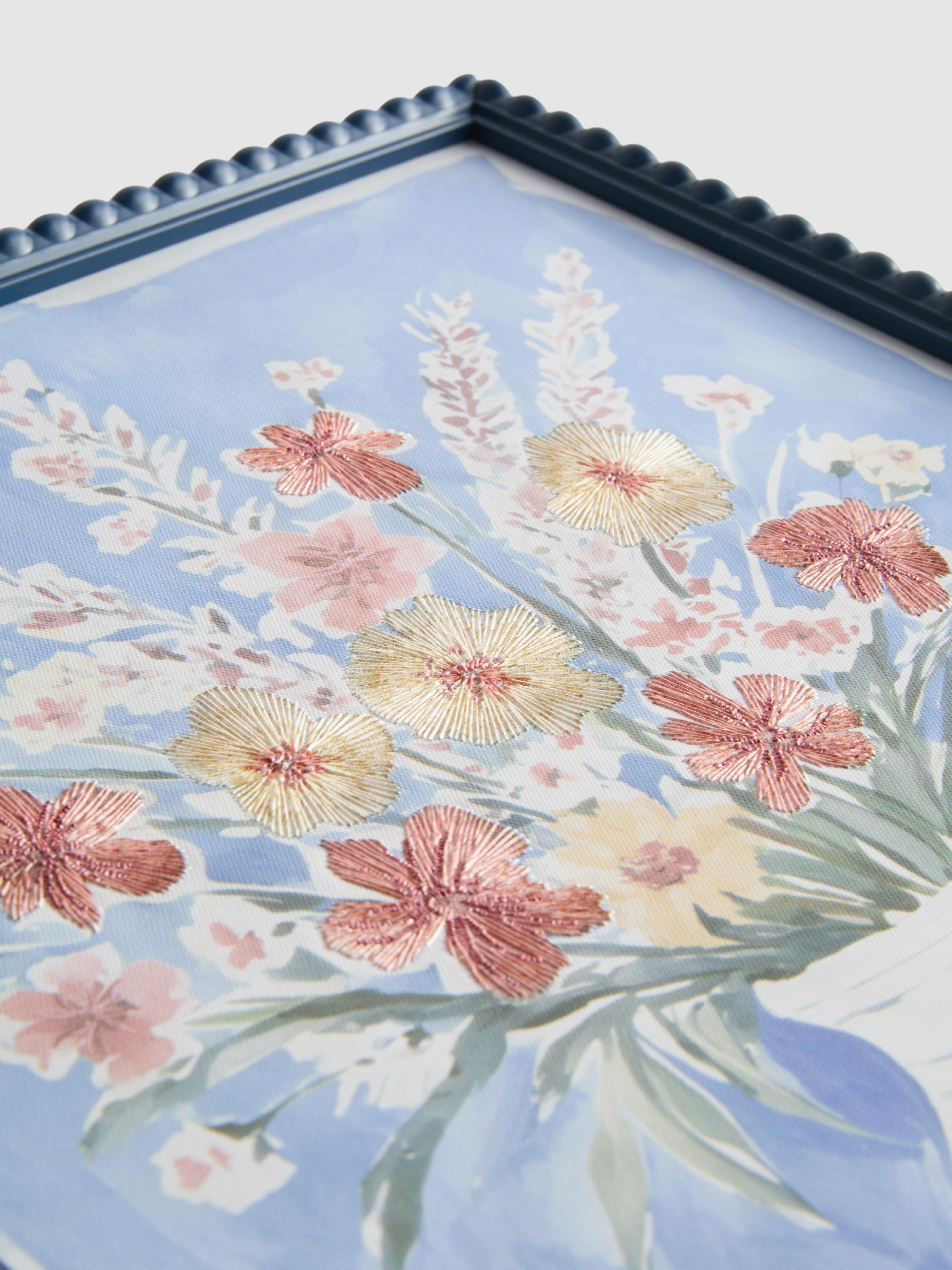 Floral Wall Art In Beaded Frame