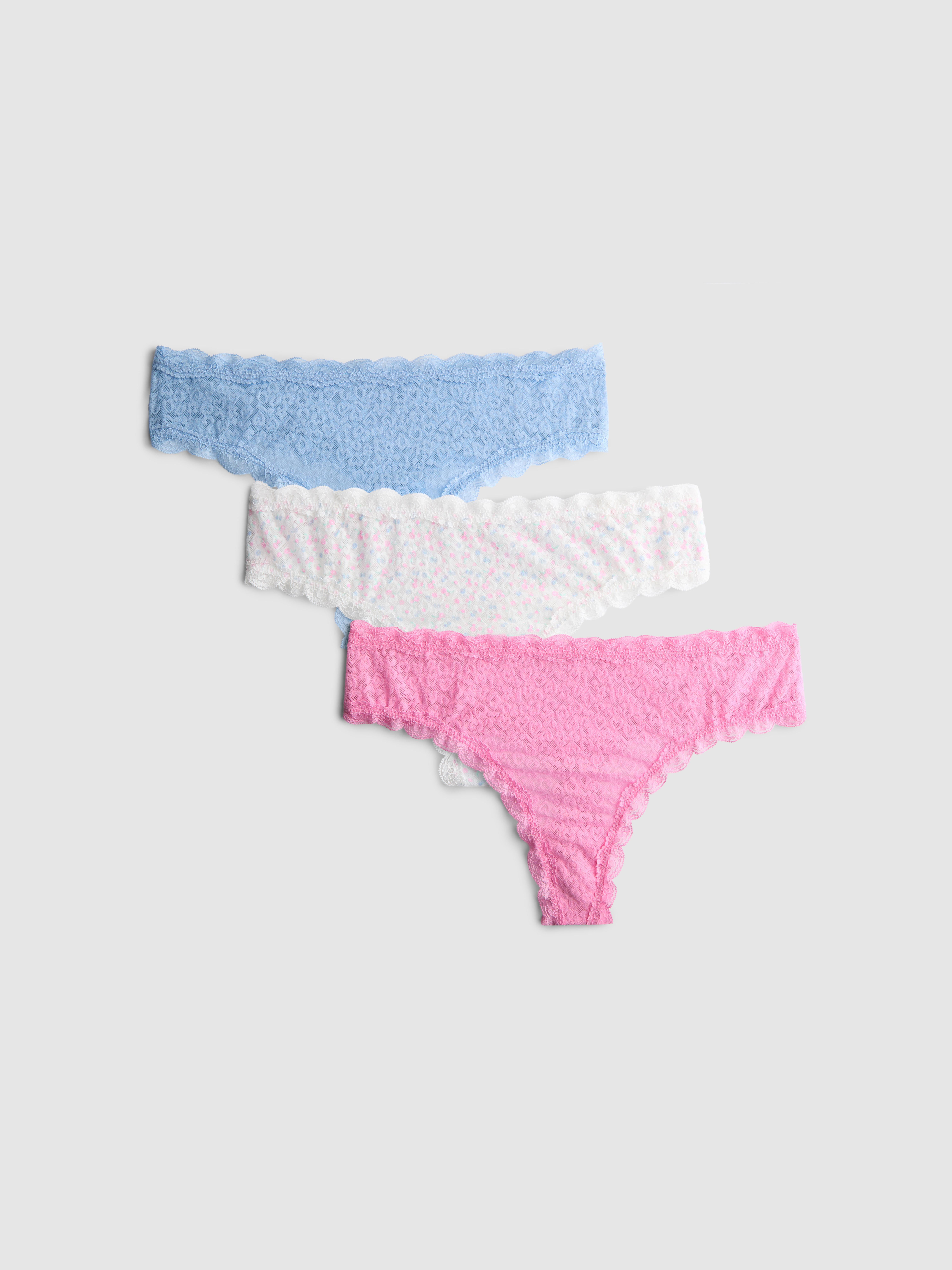 Women's White 3pk All-Over Lace Thongs | Primark