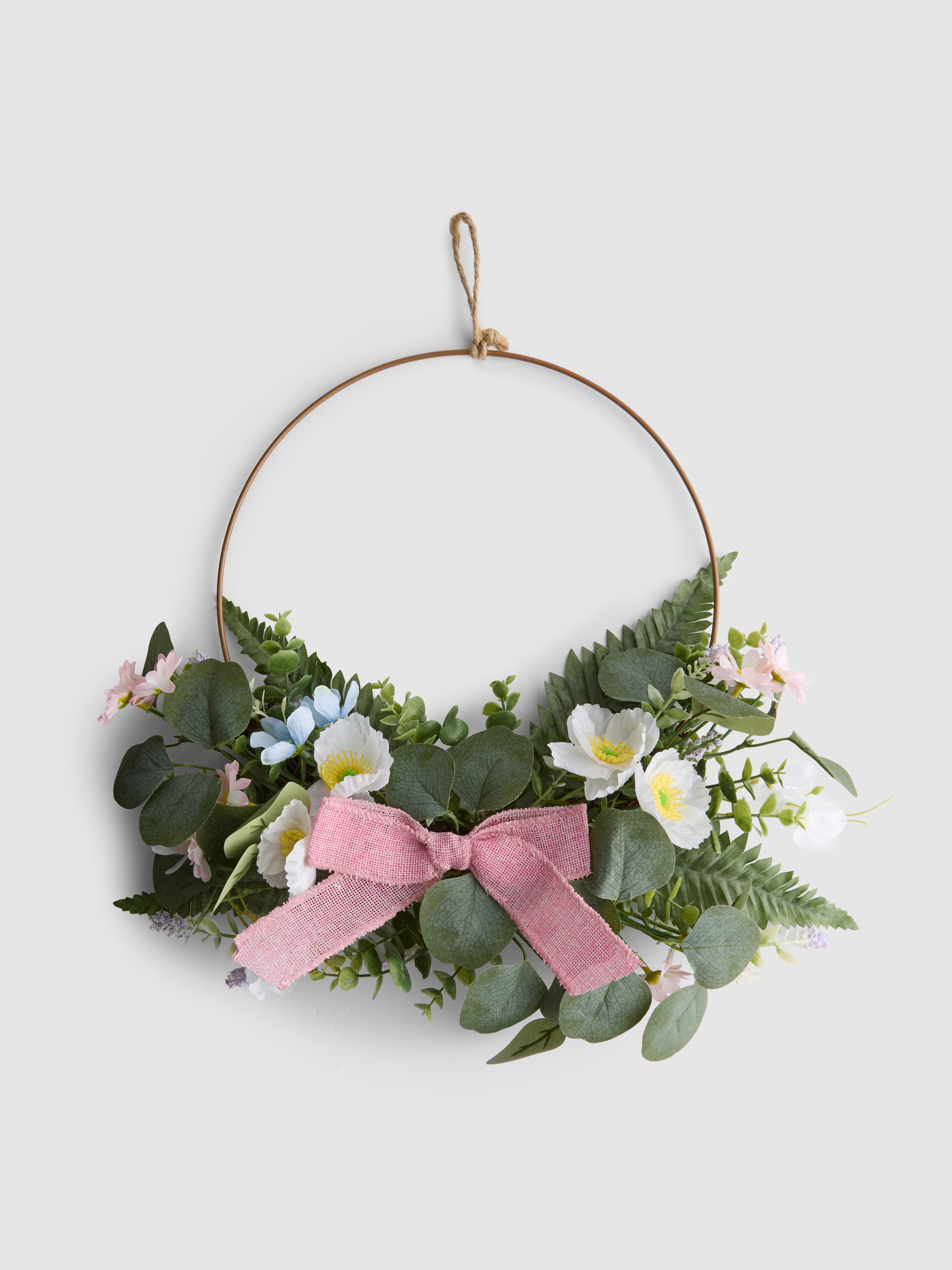 Faux Floral Spring Half Wreath