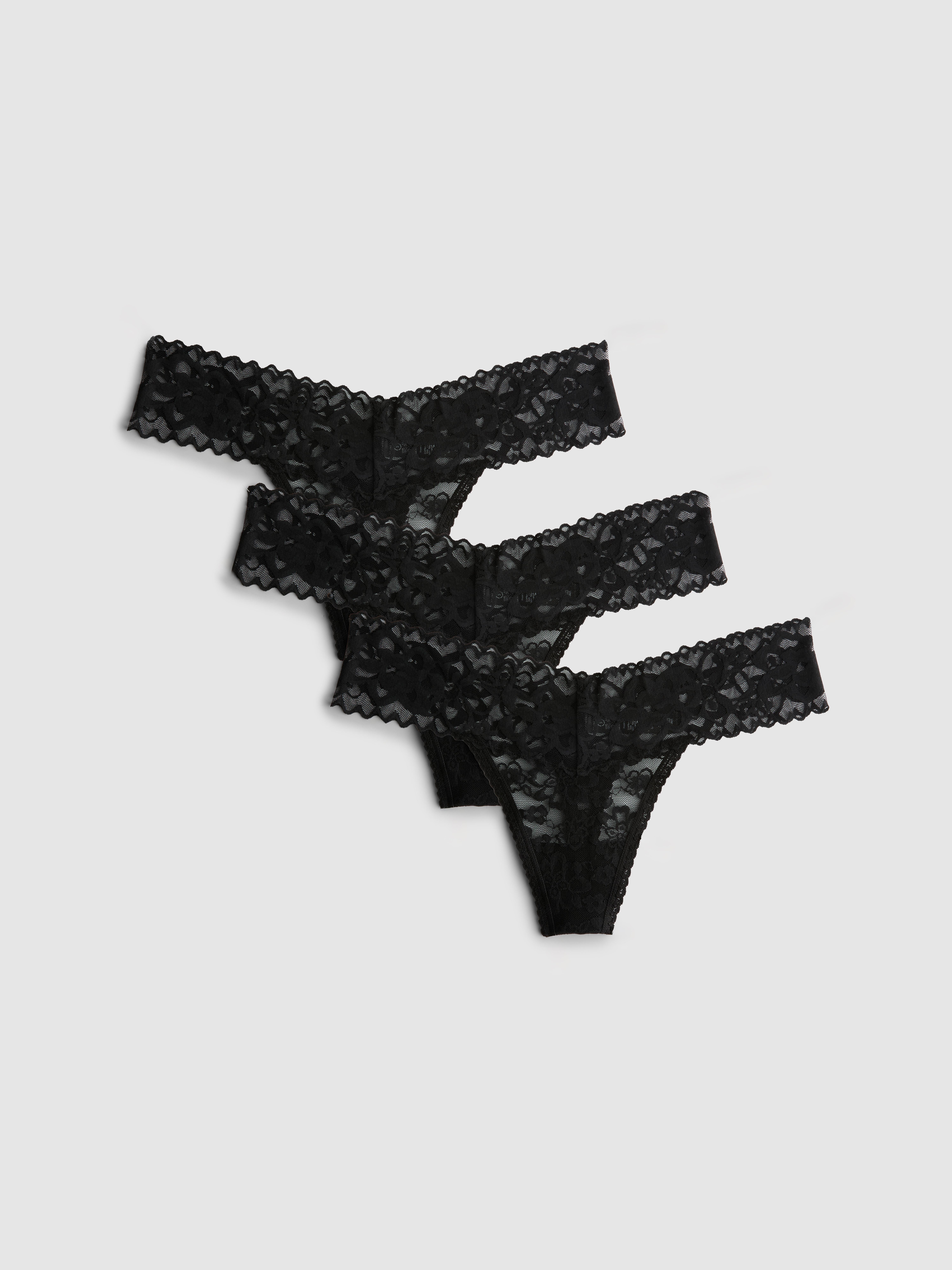 Koronkowe stringi typu bandeau, 3 pary
