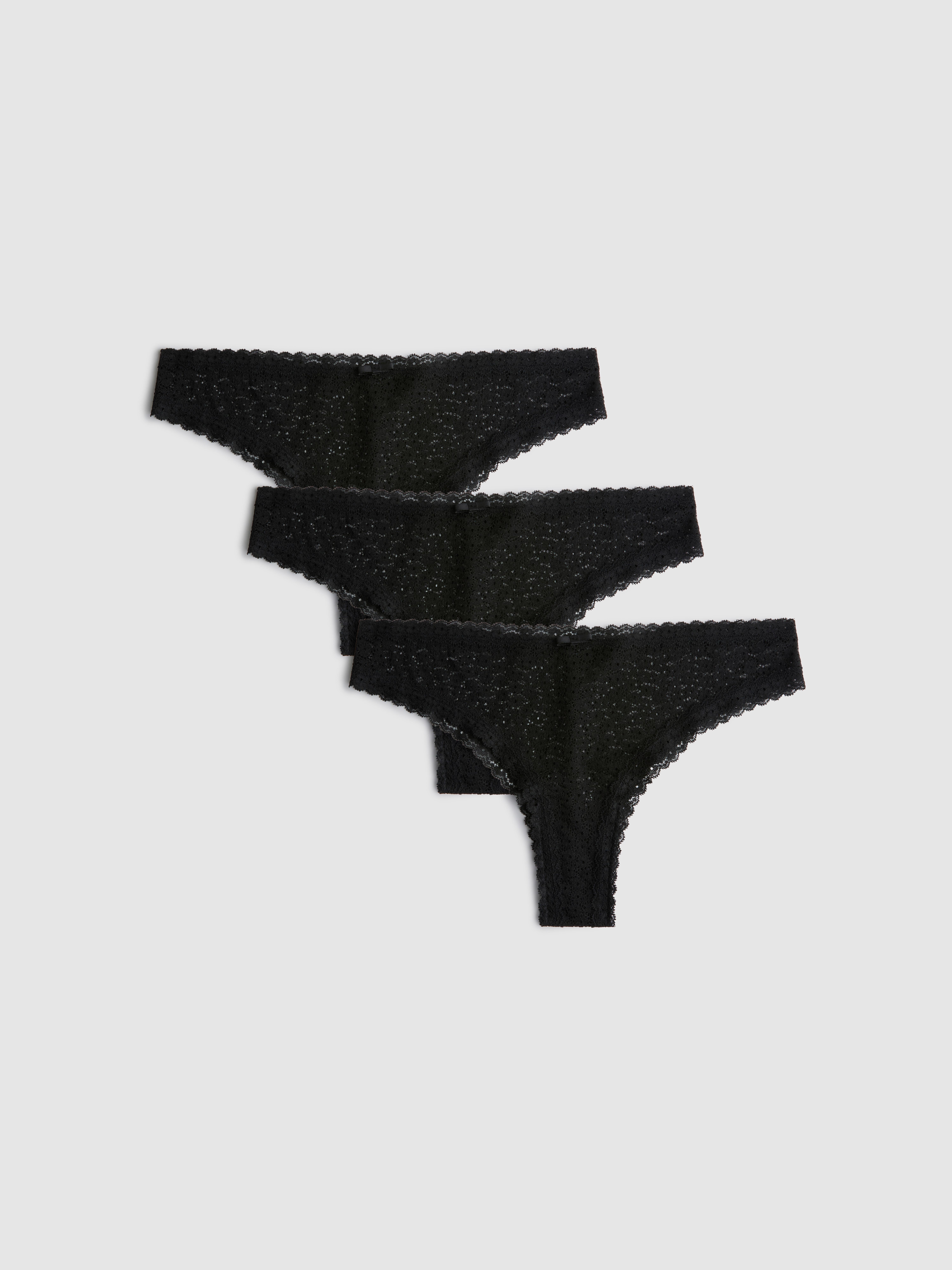 Brazil-Slips mit schwarzer Spitze, 3er-Pack