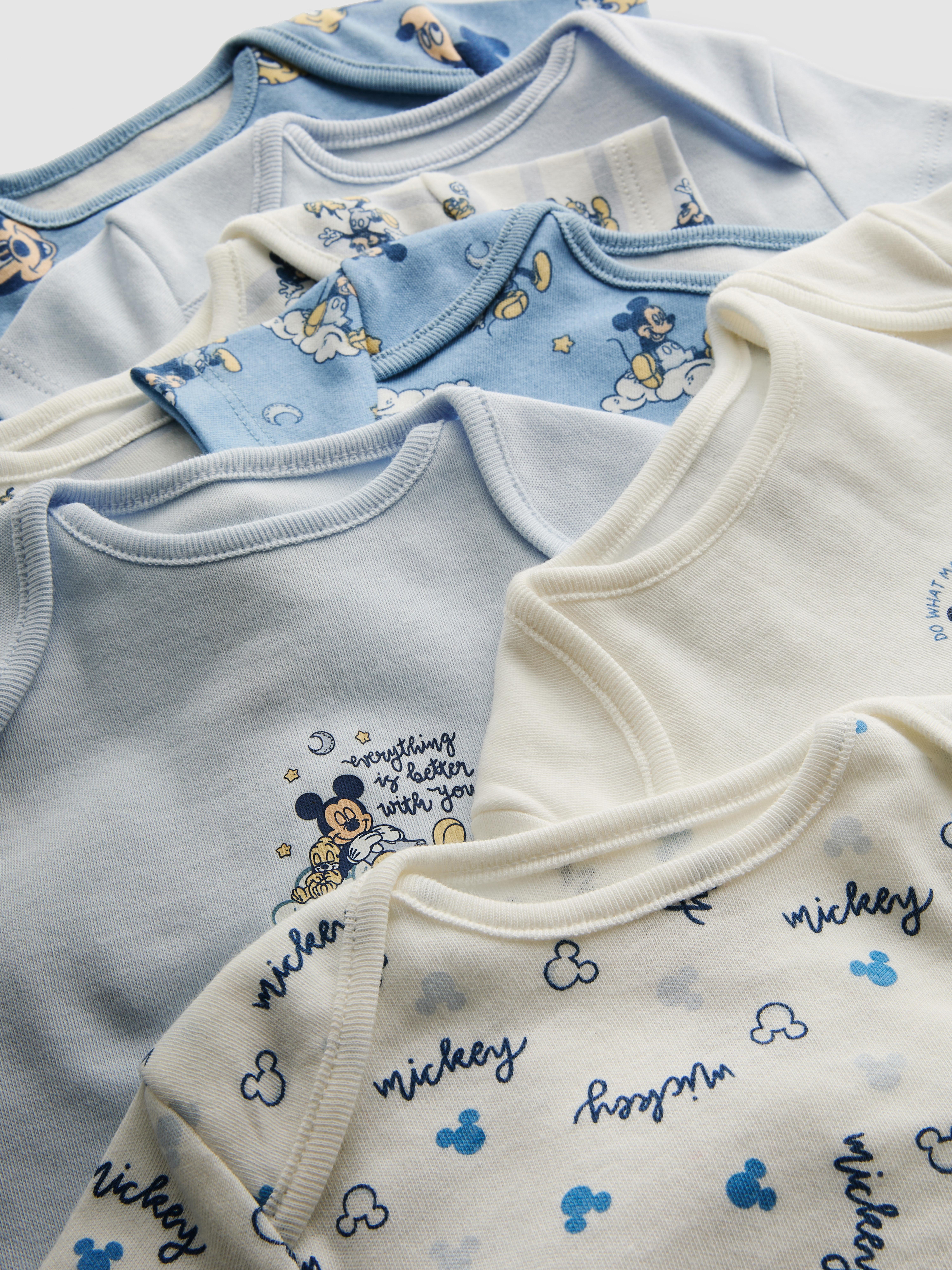 Baby Unisex;Boys;Girls Blue 0-36mths | 7pk Disney’s Mickey Mouse Short-Sleeve Bodysuits