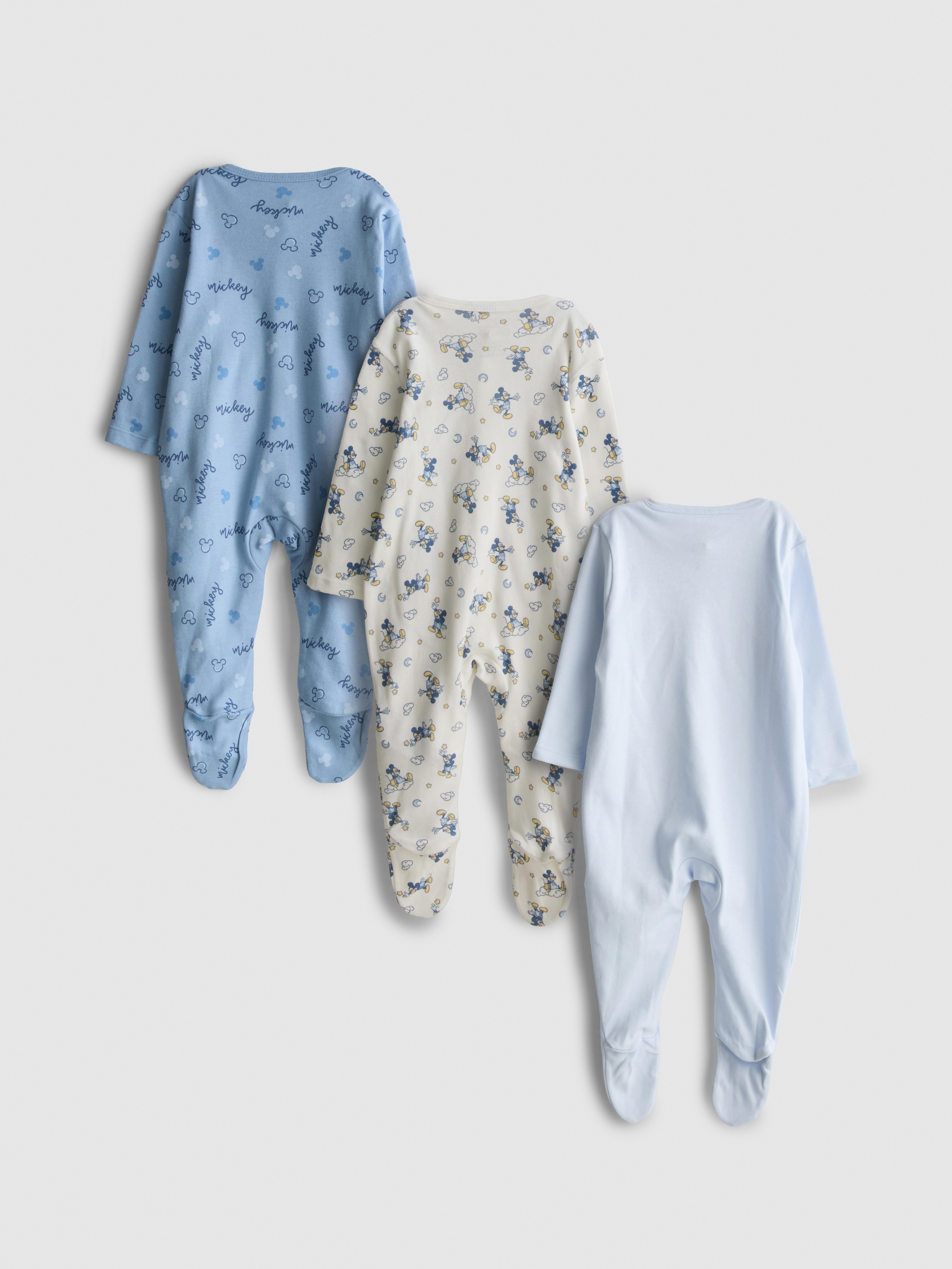Baby Boys Blue 0-24mths | 3pk Disney’s Mickey Mouse Snap Pajama Onesies