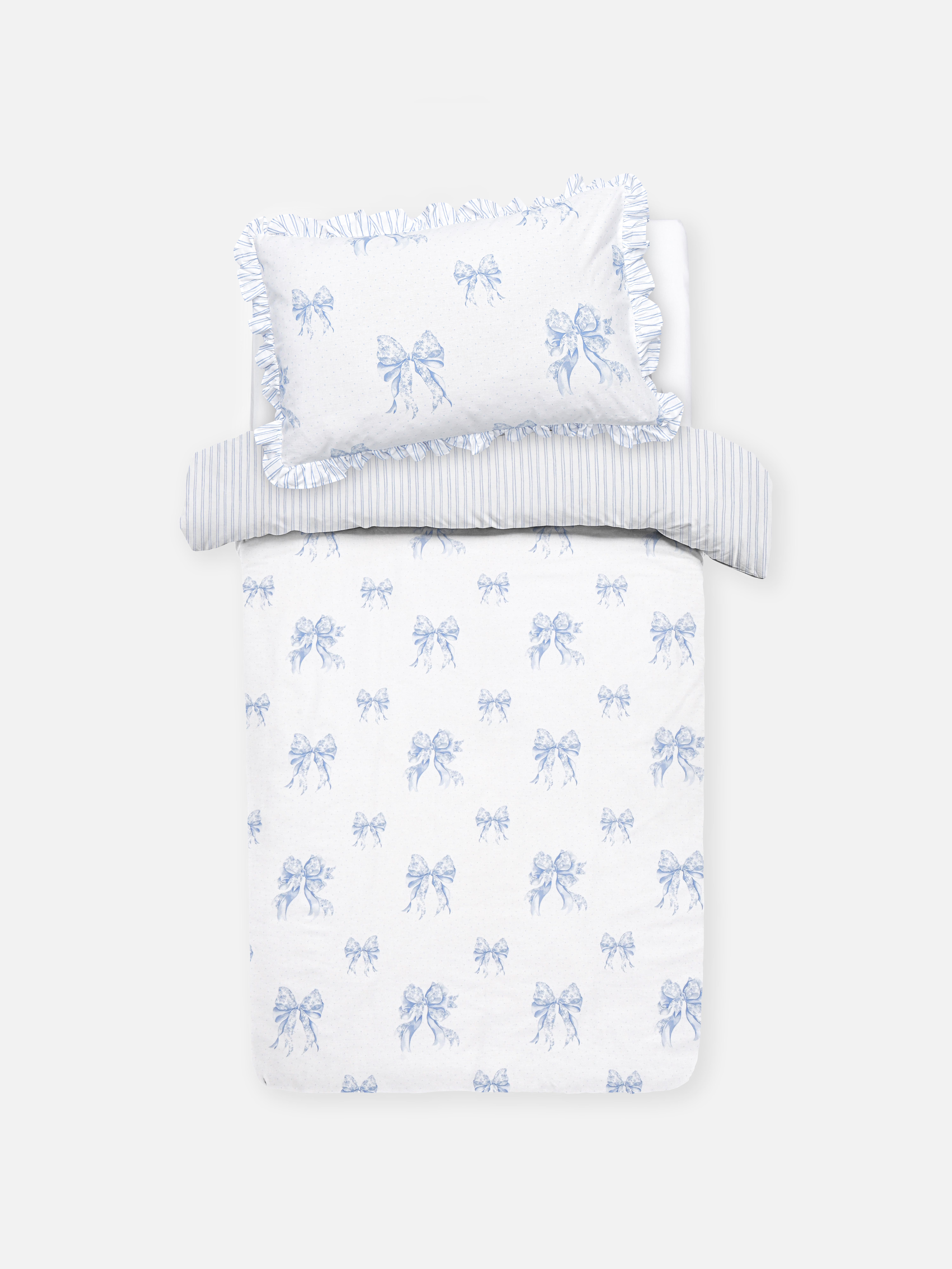 Bow And Stripe Single Duvet Cover Set