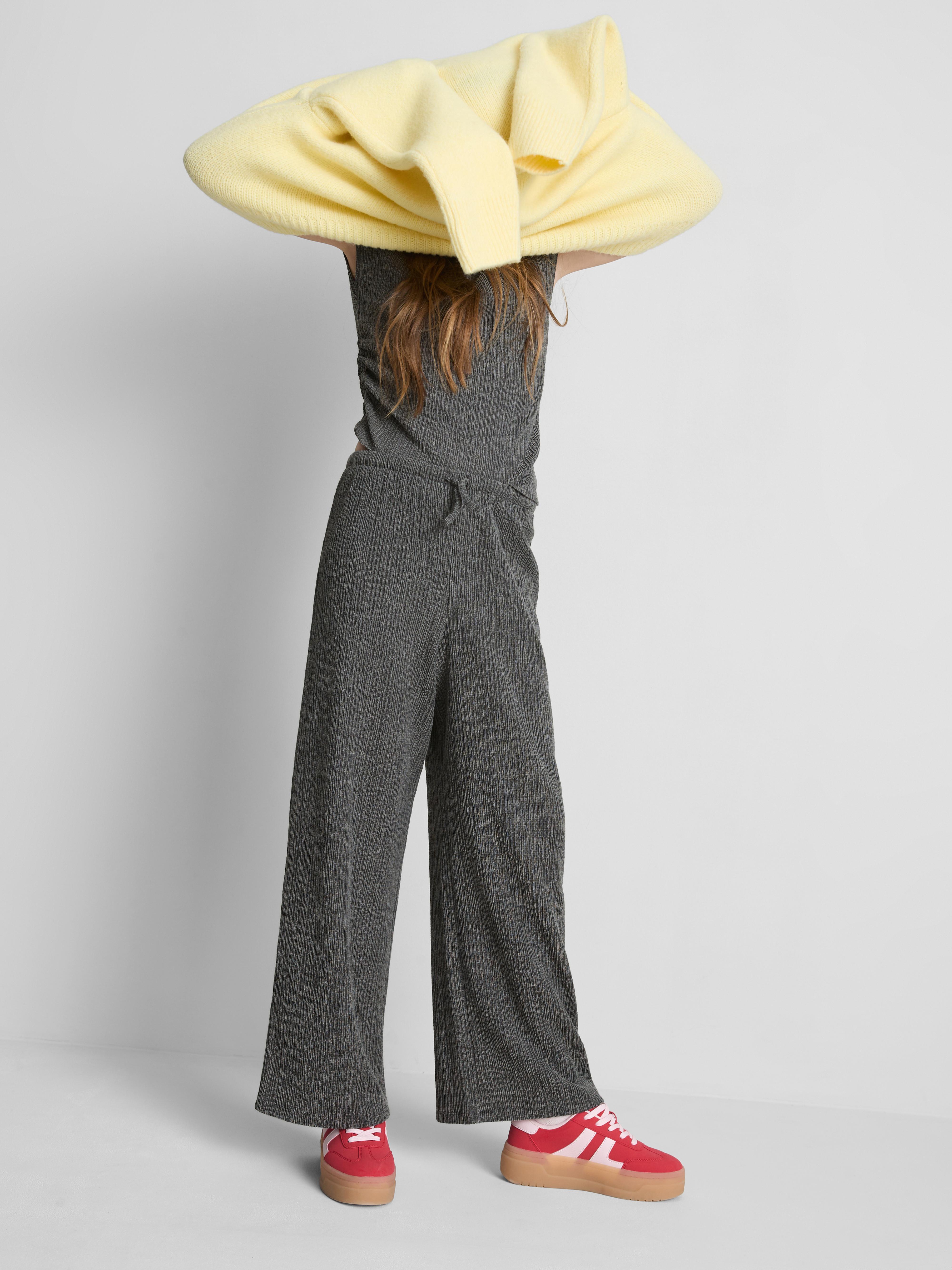 Girls Gray Heather 7-15yrs | Crinkle Wide-Leg Pants