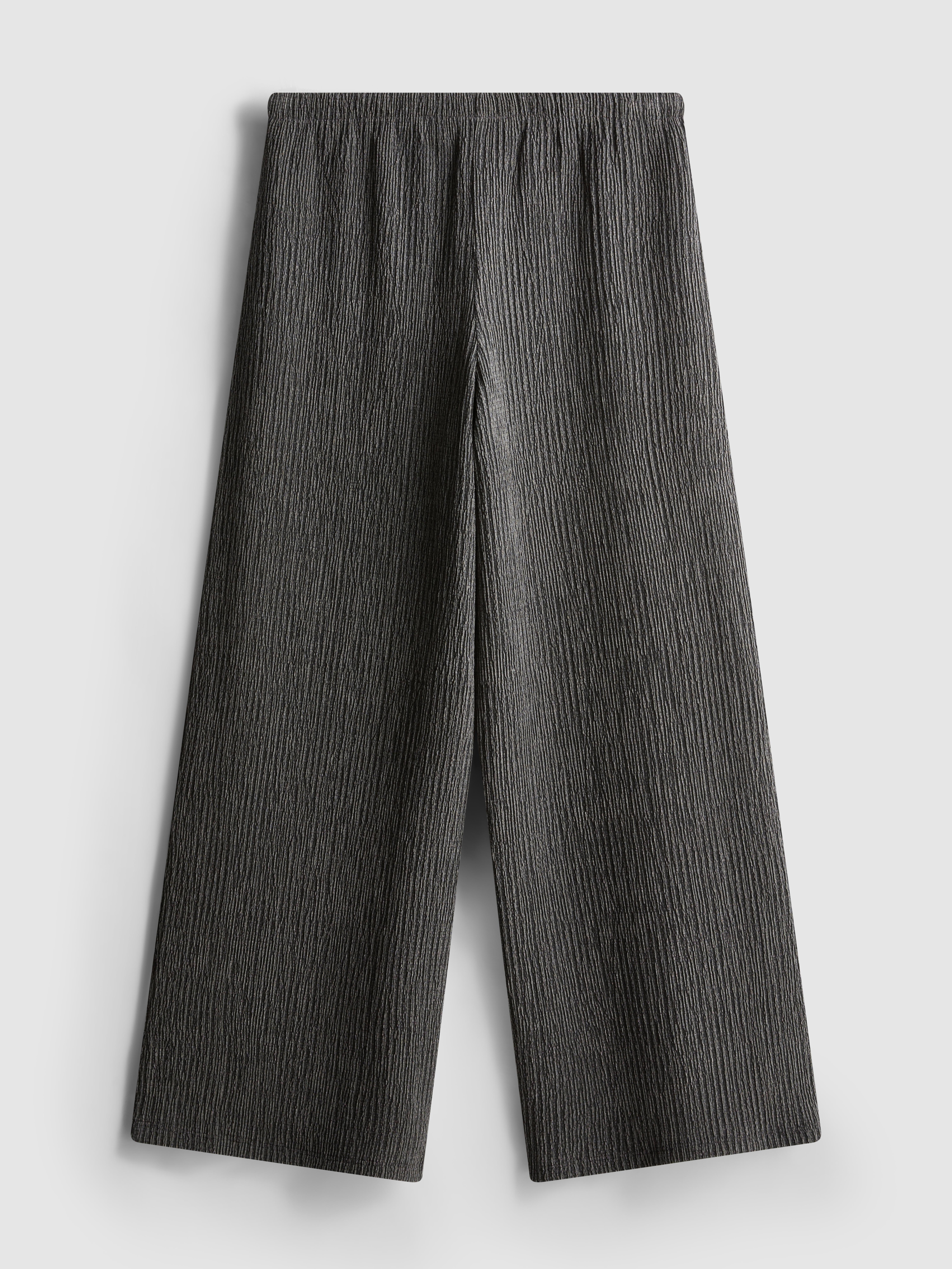 Girls Gray Heather 7-15yrs | Crinkle Wide-Leg Pants