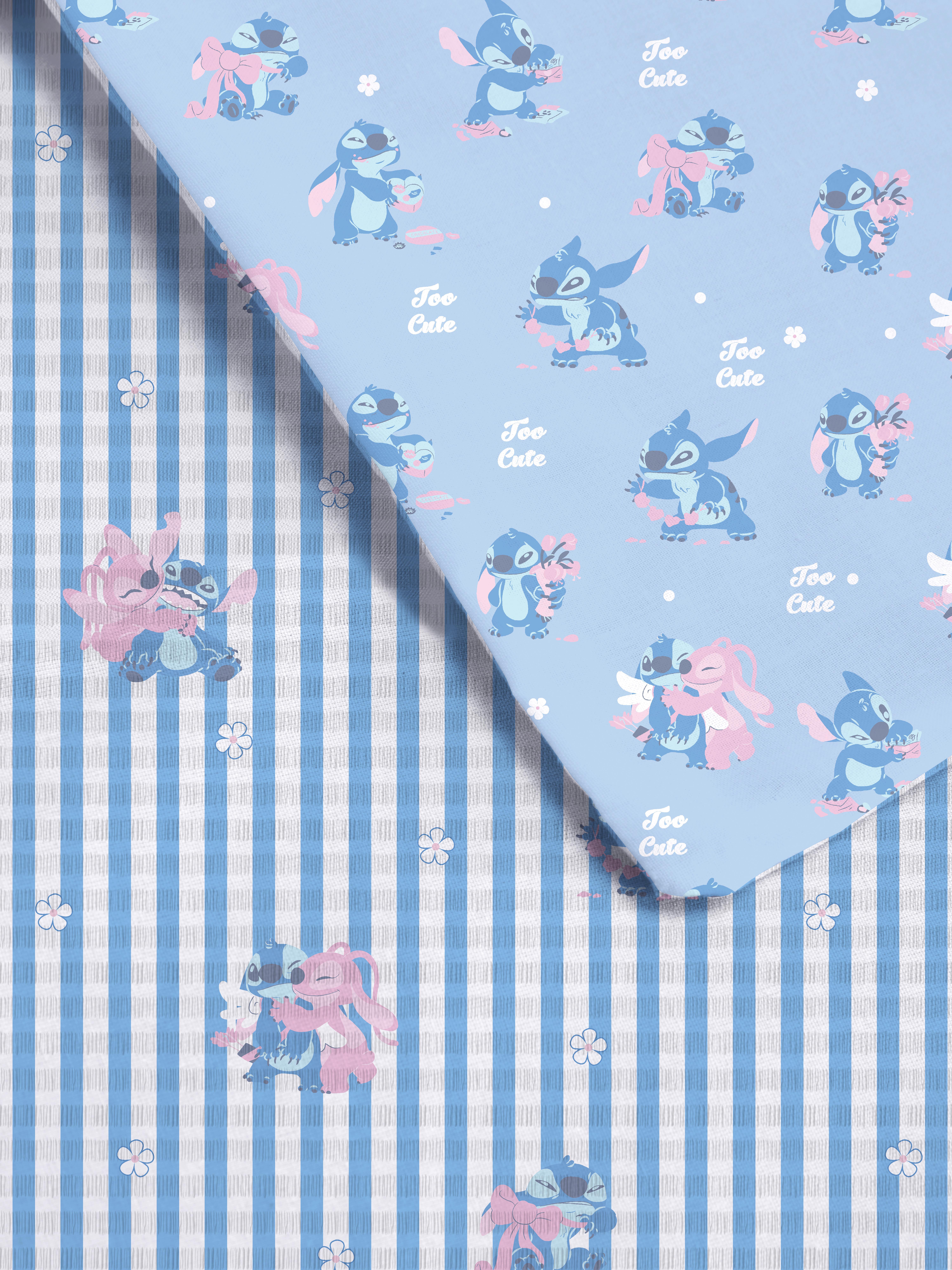 Geruit tweepersoons dekbedovertrek Disney's Stitch