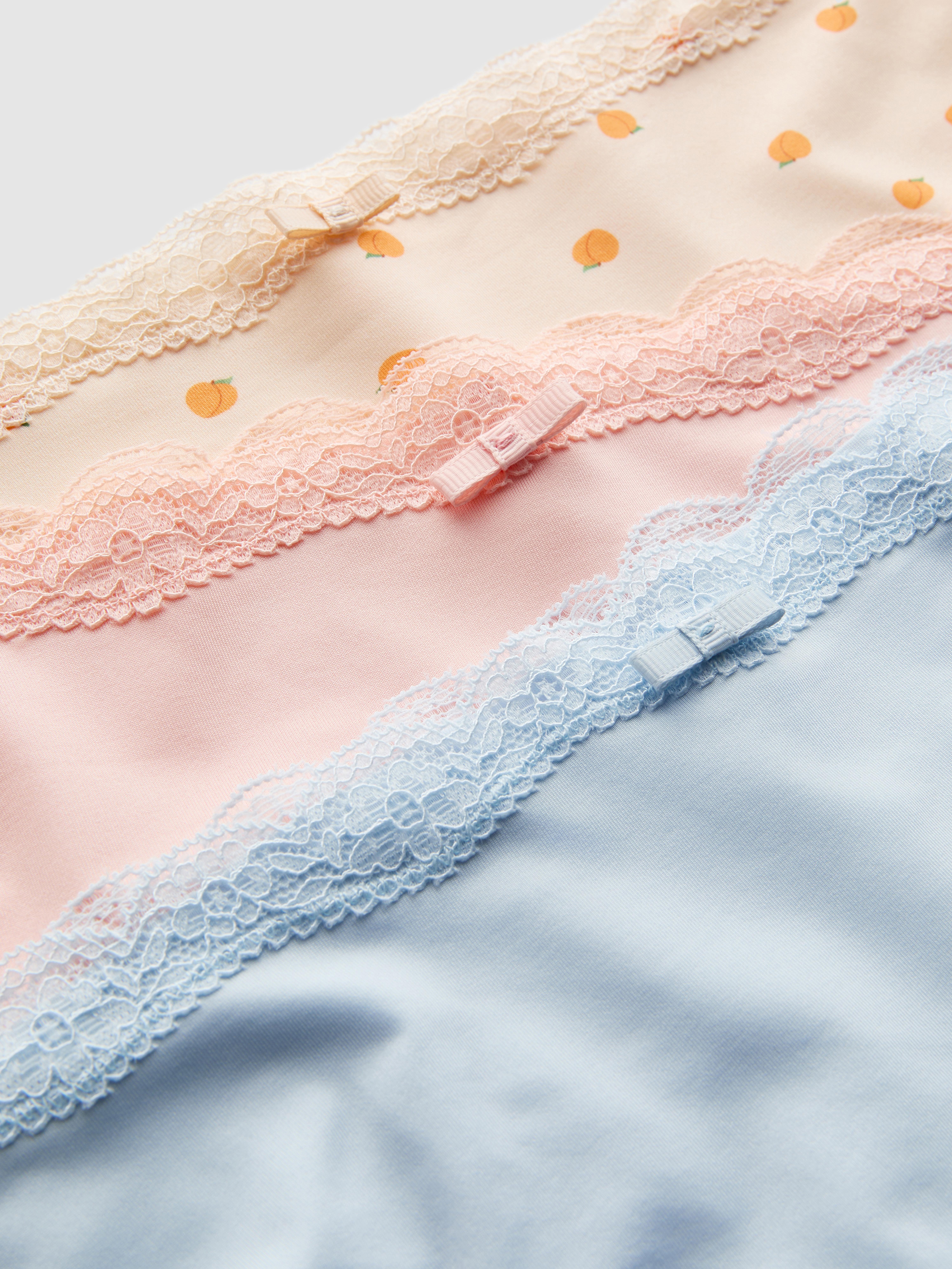 Lovable Slip Mini in Cotone e Pizzo, Pacco da 3, Mutande Traspiranti, Intimo dal Comfort Totale, Fancy Soft Cotton Lovely Donna X3