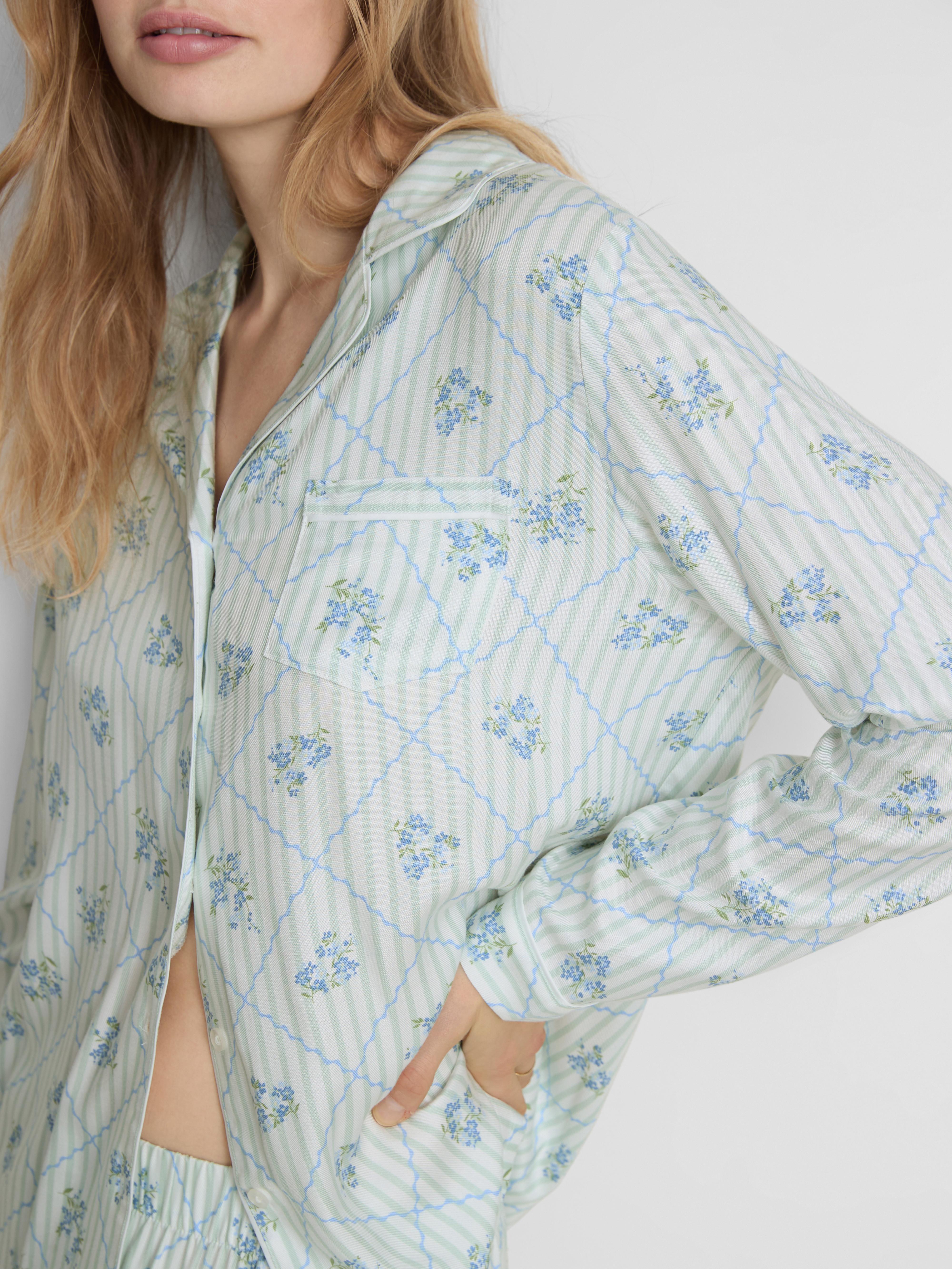 Women's Light Green Twill Boyfriend Pajamas