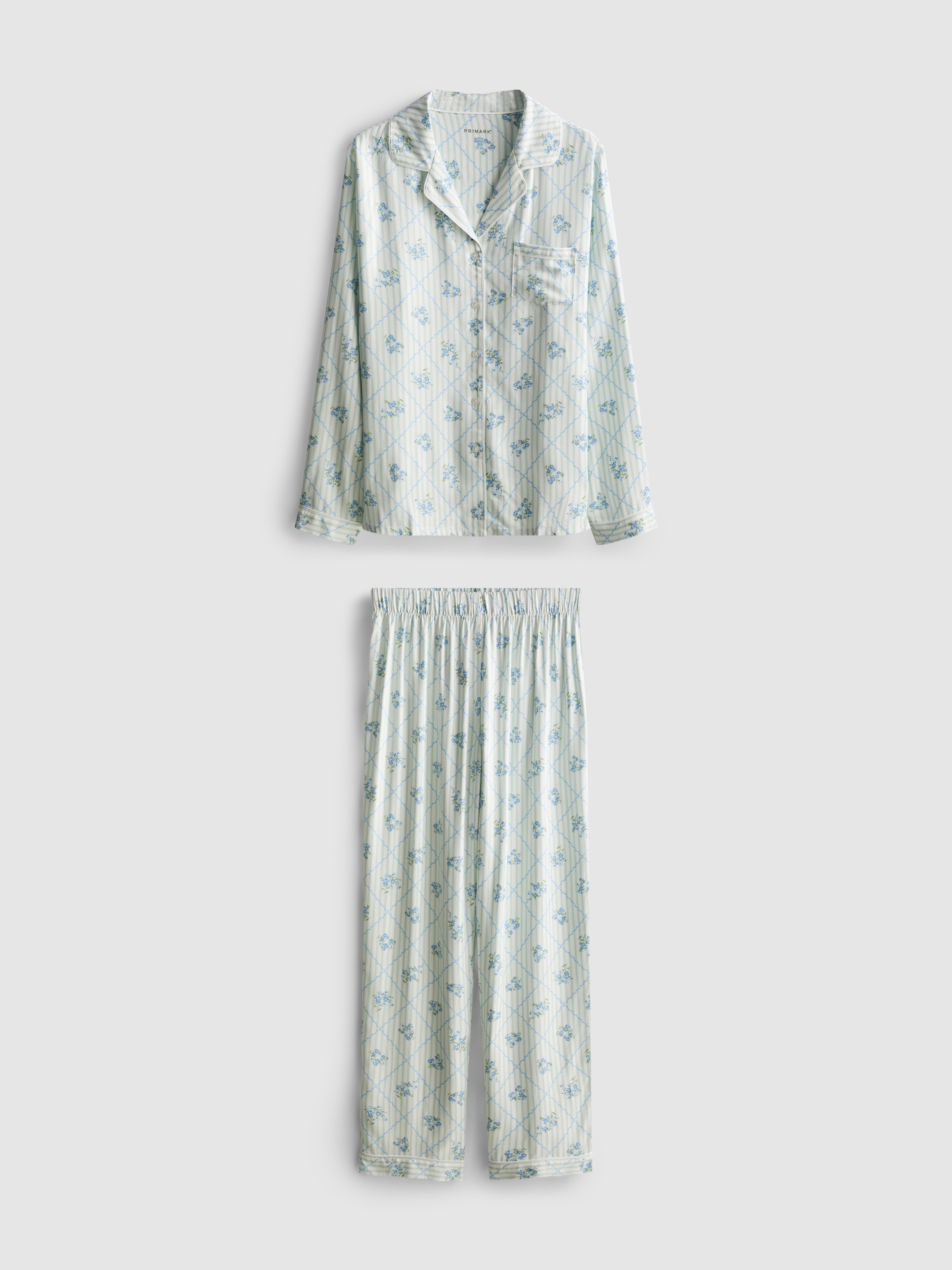 Women's Light Green Twill Boyfriend Pajamas