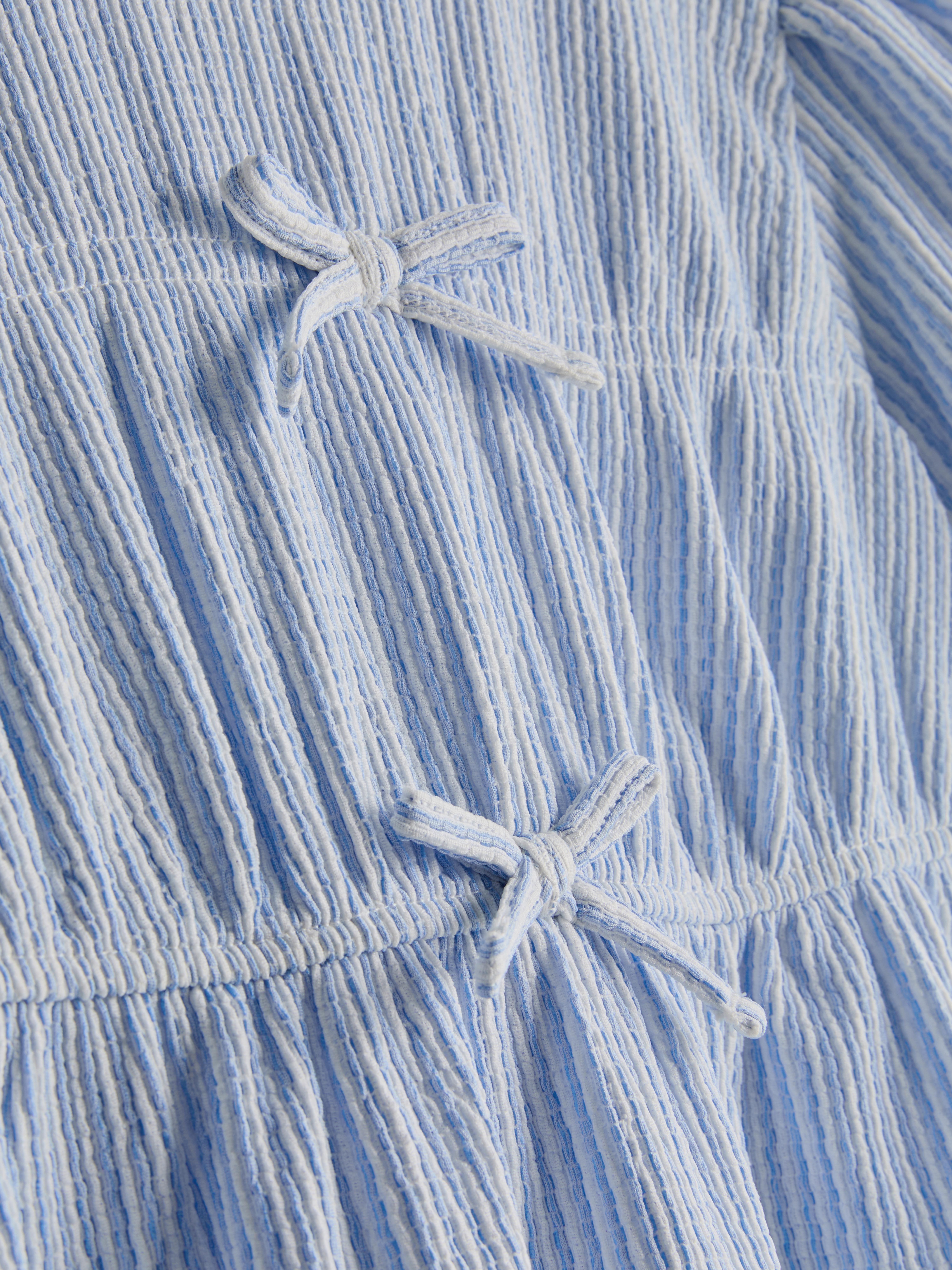 Girls Blue 1.5-8yrs | Stripe Bow Dress