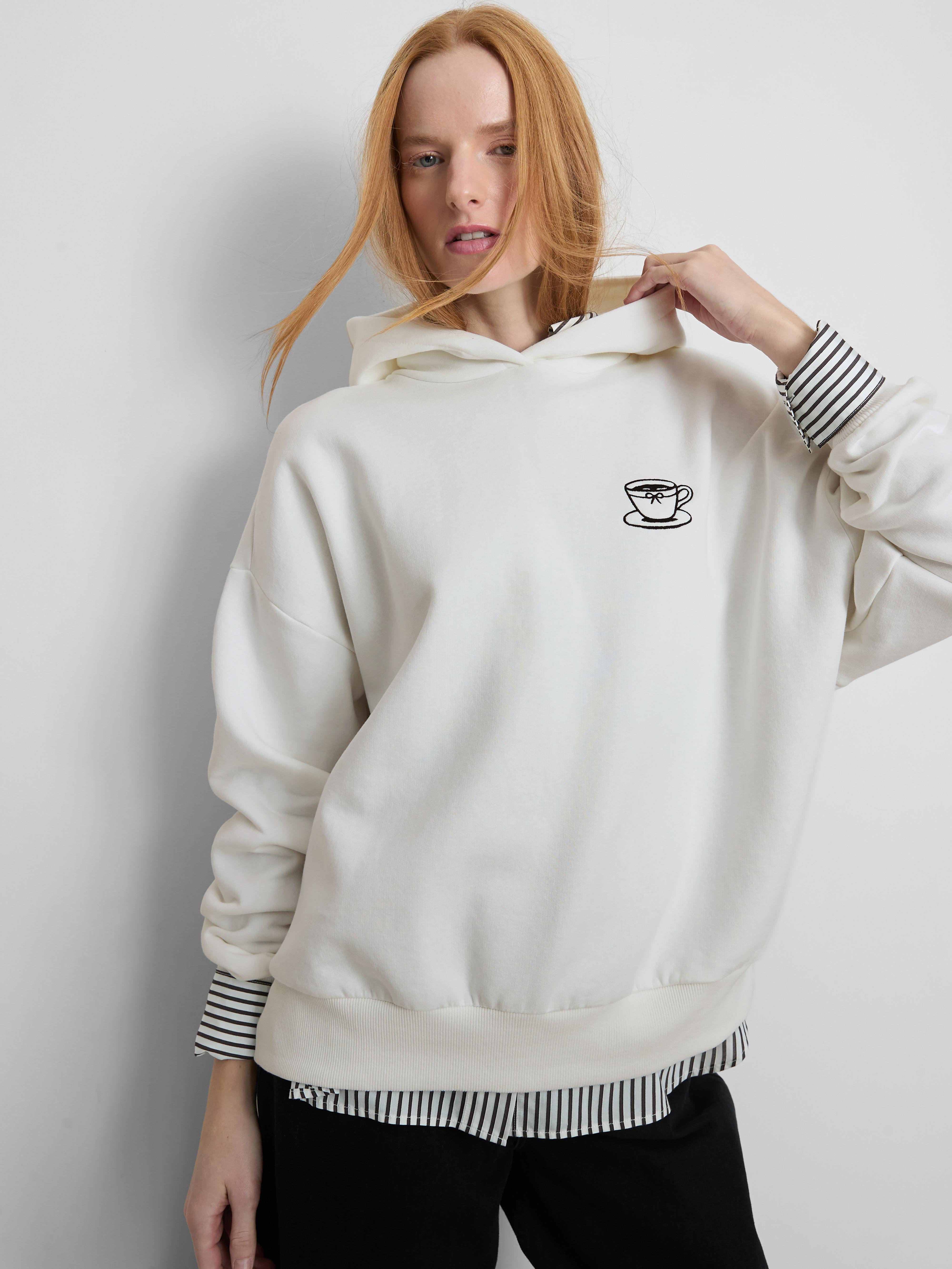 Cotton Blend Coffee Hoodie