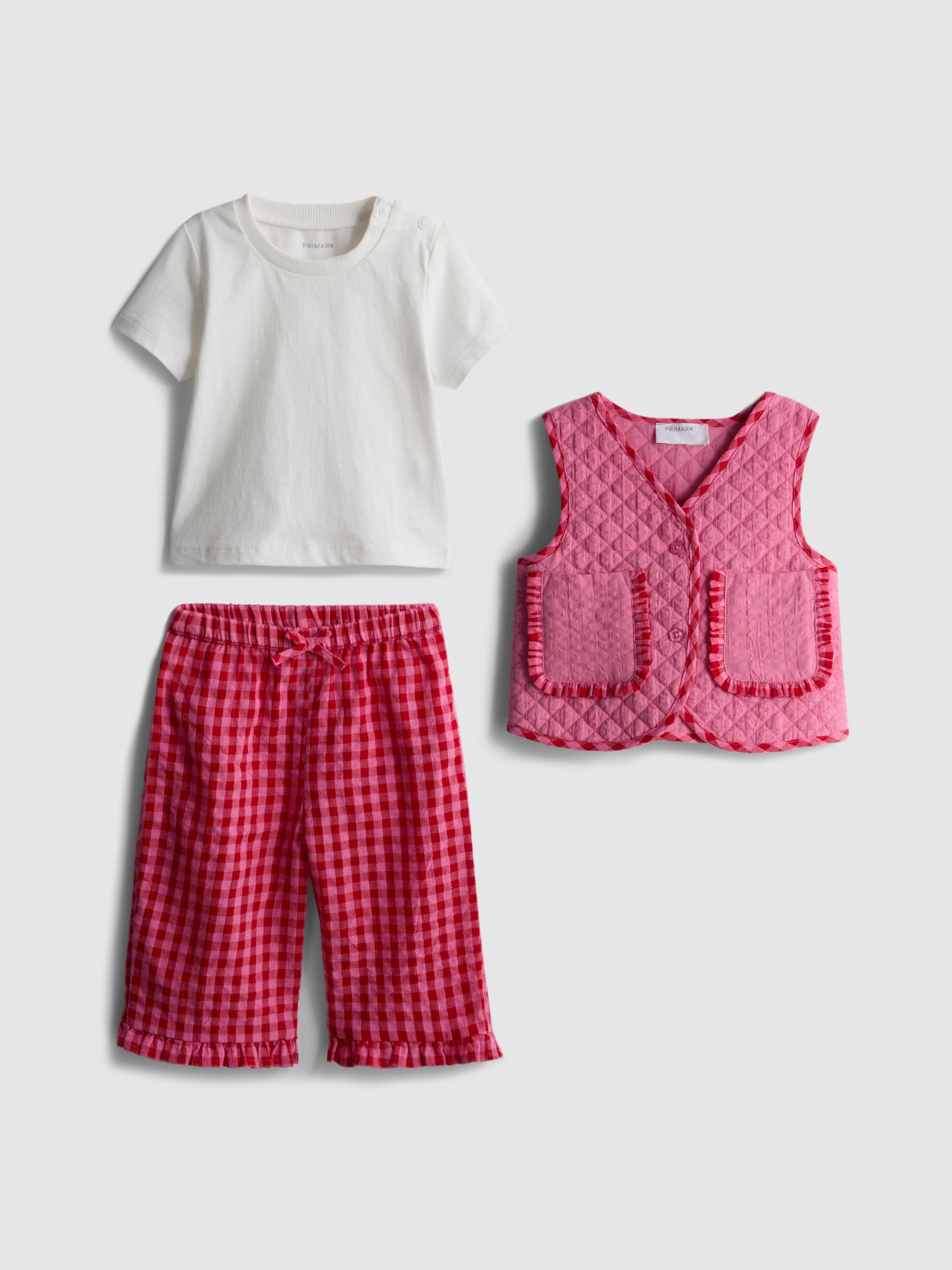 0-36mths | T-Shirt, Pants and Sleeveless Jacket Set