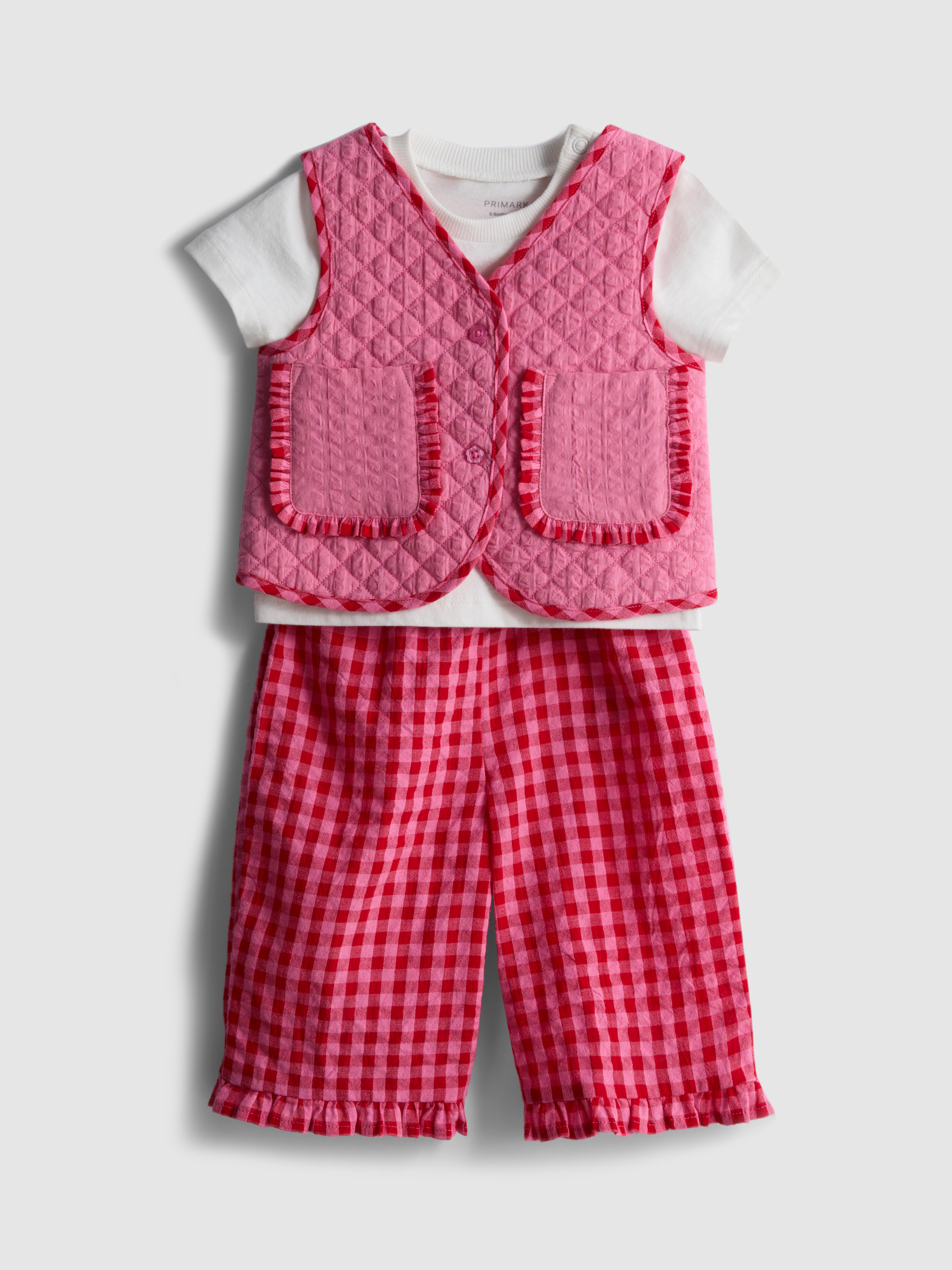 0-36mths | T-Shirt, Pants and Sleeveless Jacket Set