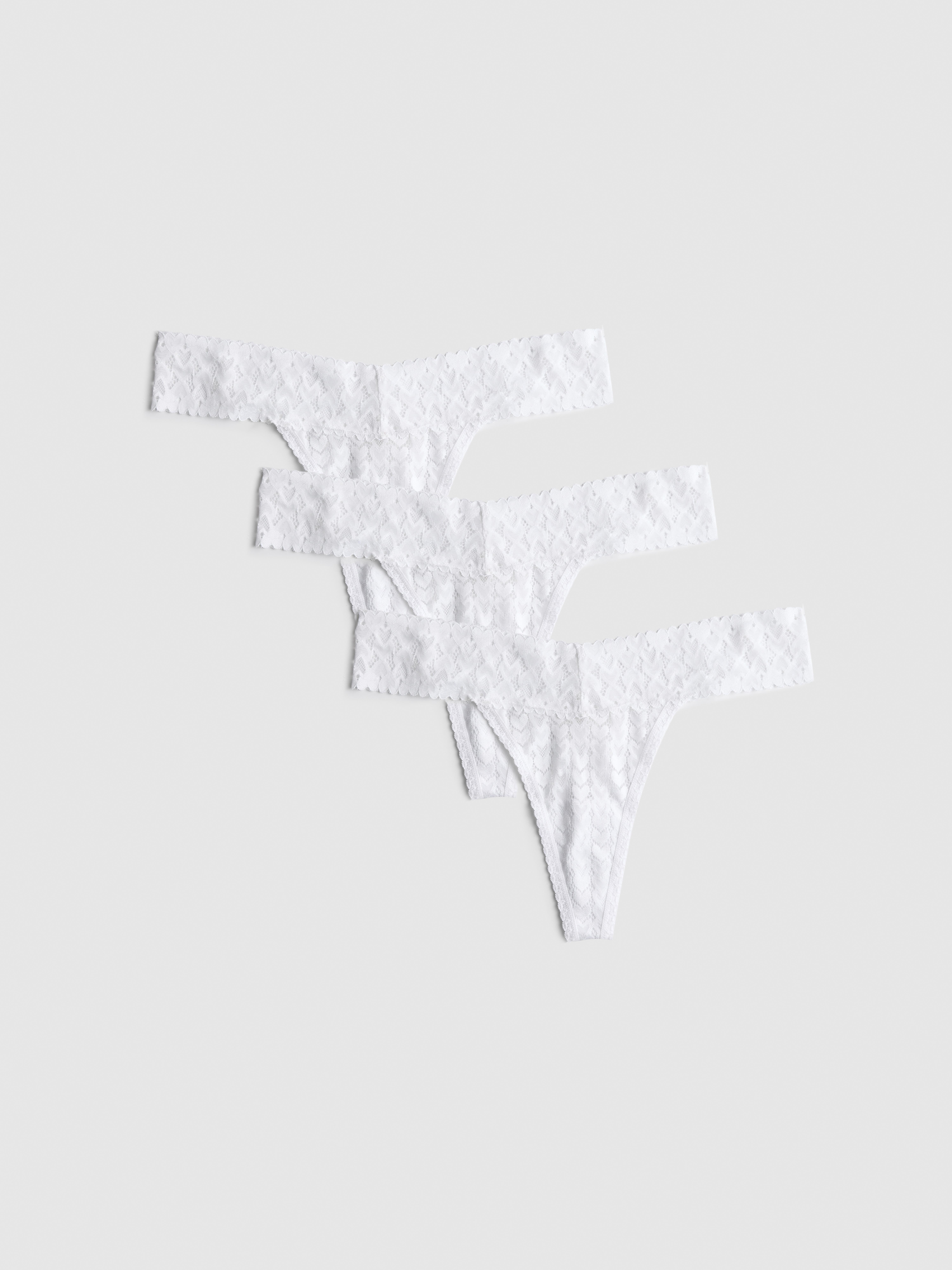 3pk Bridal Lace Heart Bandeau Thongs