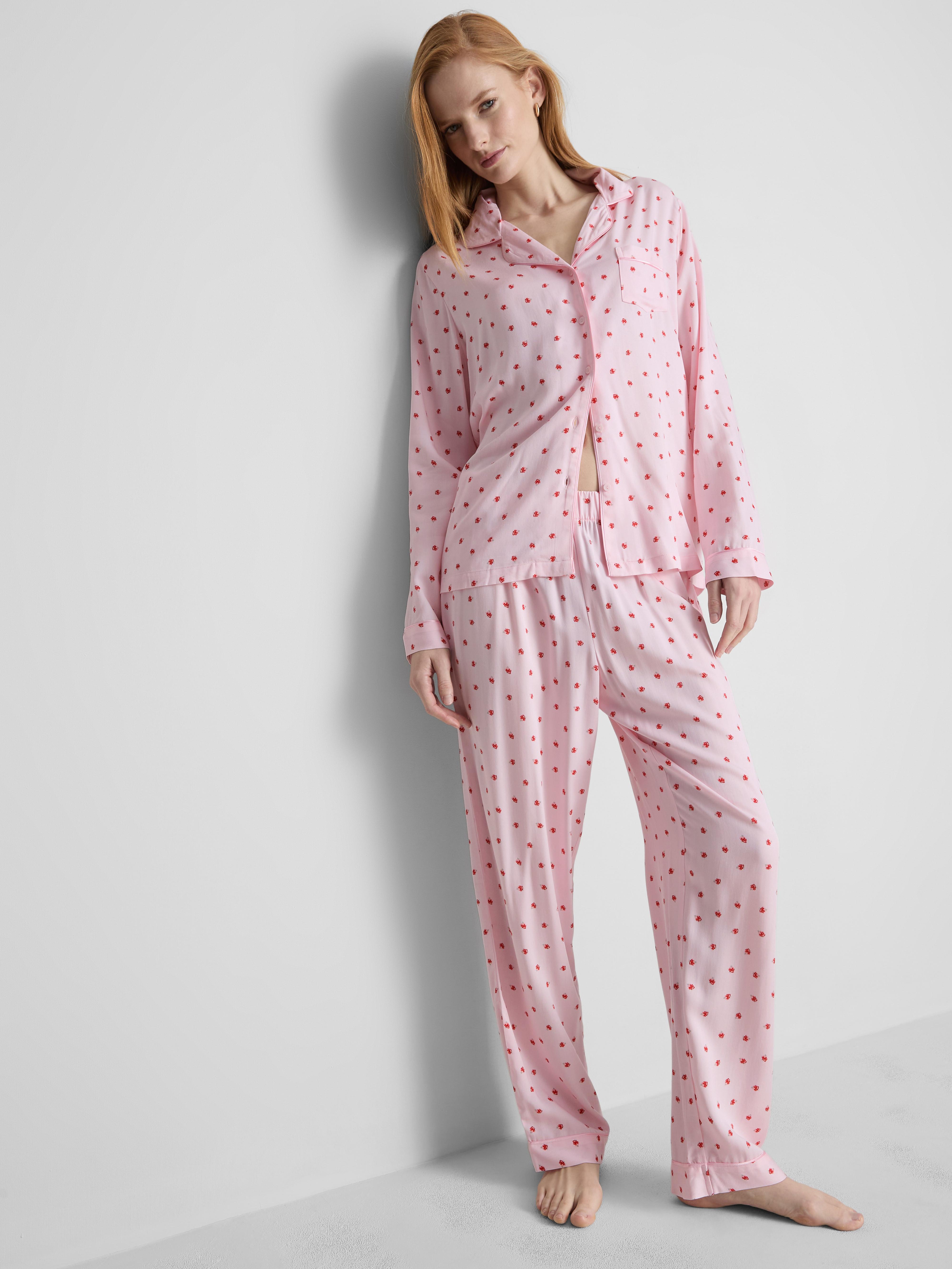 Women's Light Pink Twill Boyfriend Pajamas