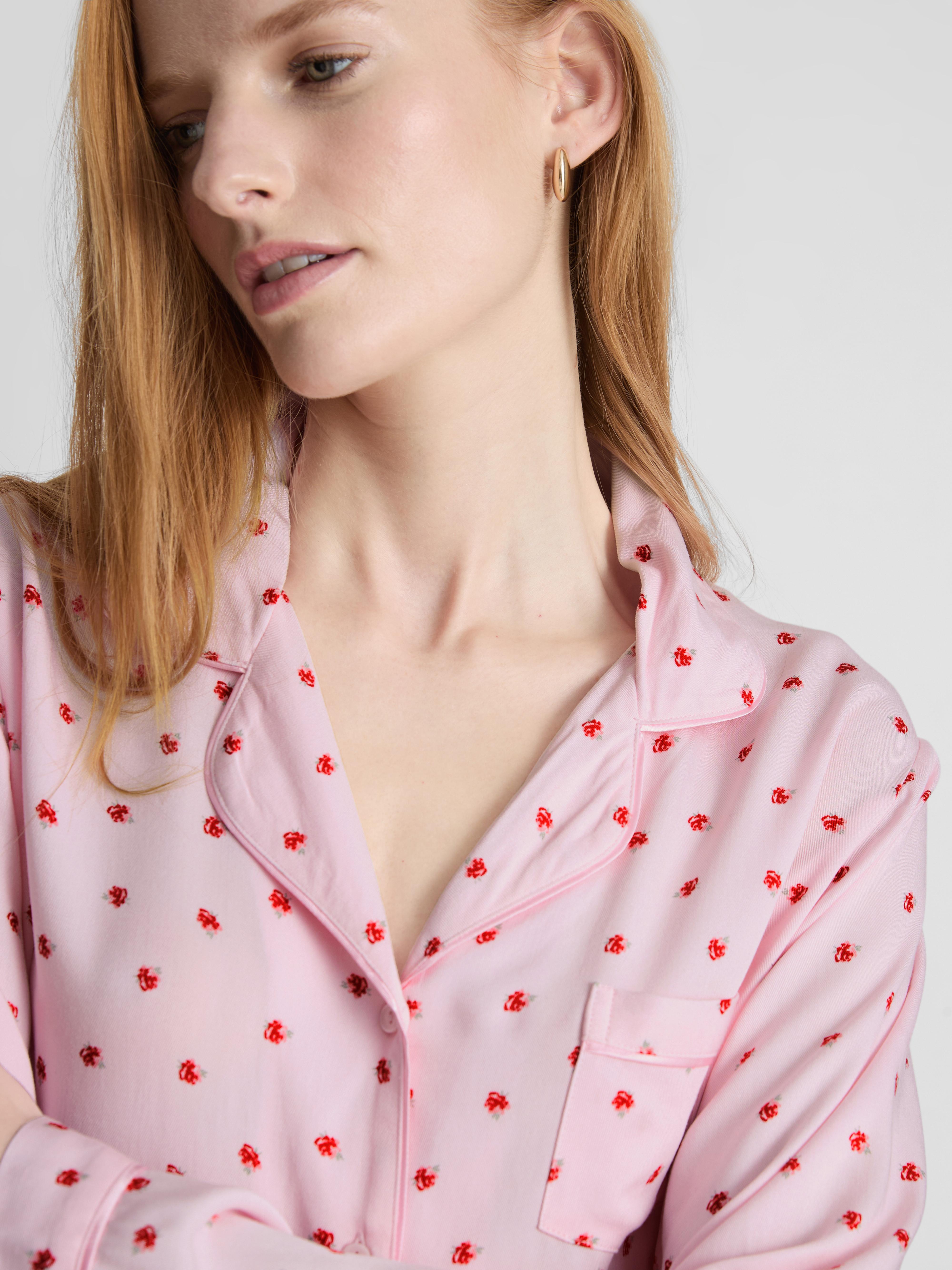 Women's Light Pink Twill Boyfriend Pajamas