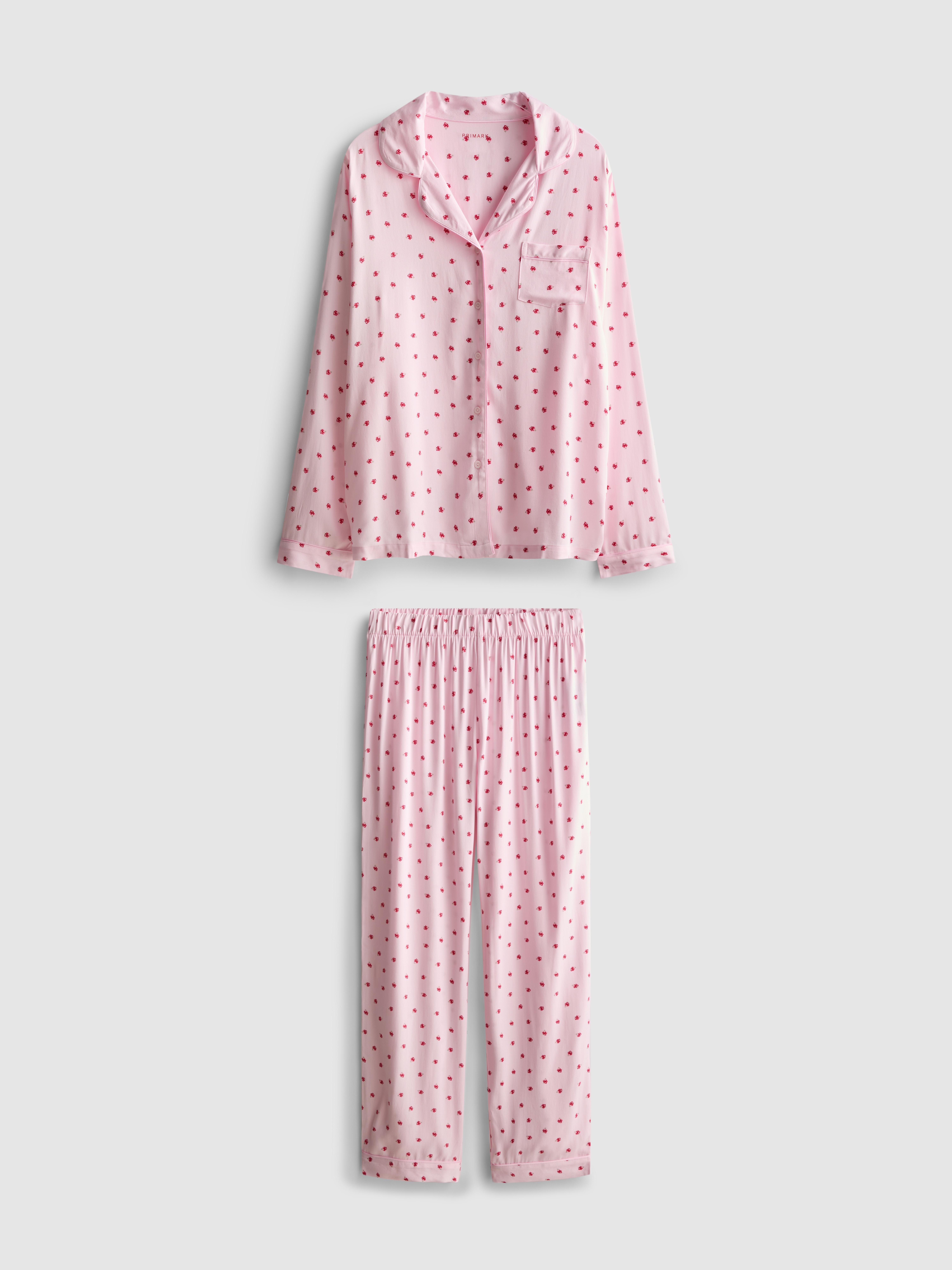 Women's Light Pink Twill Boyfriend Pajamas